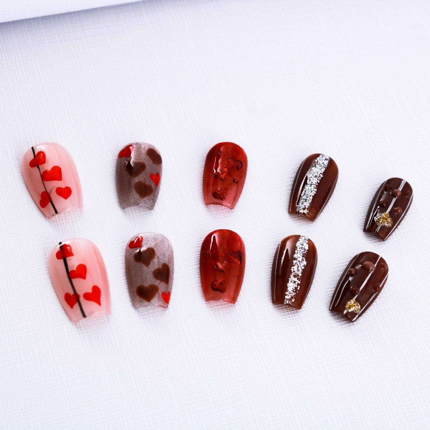 Chocolatier's Charm Glitter Valentine Press On Nail