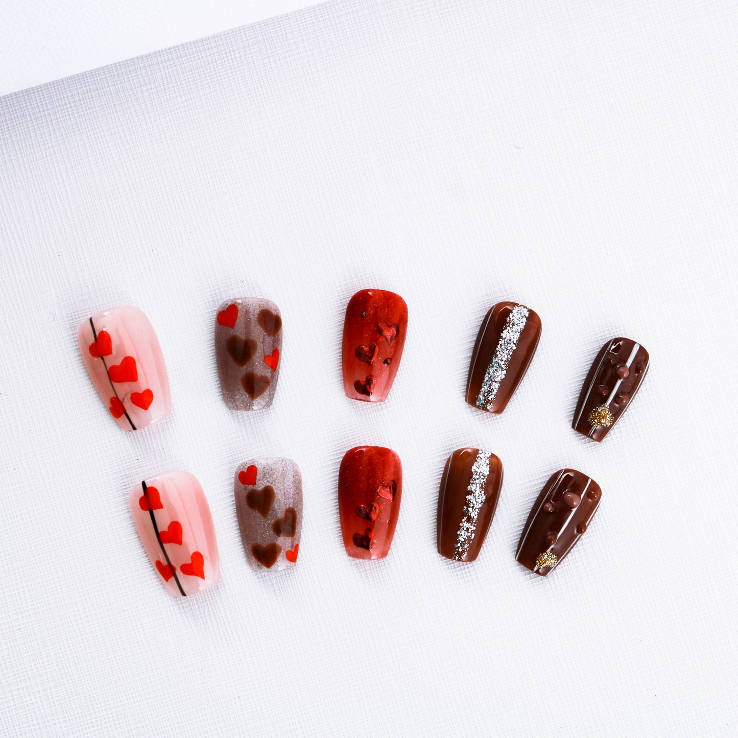 Chocolatier's Charm Glitter Valentine Press On Nail