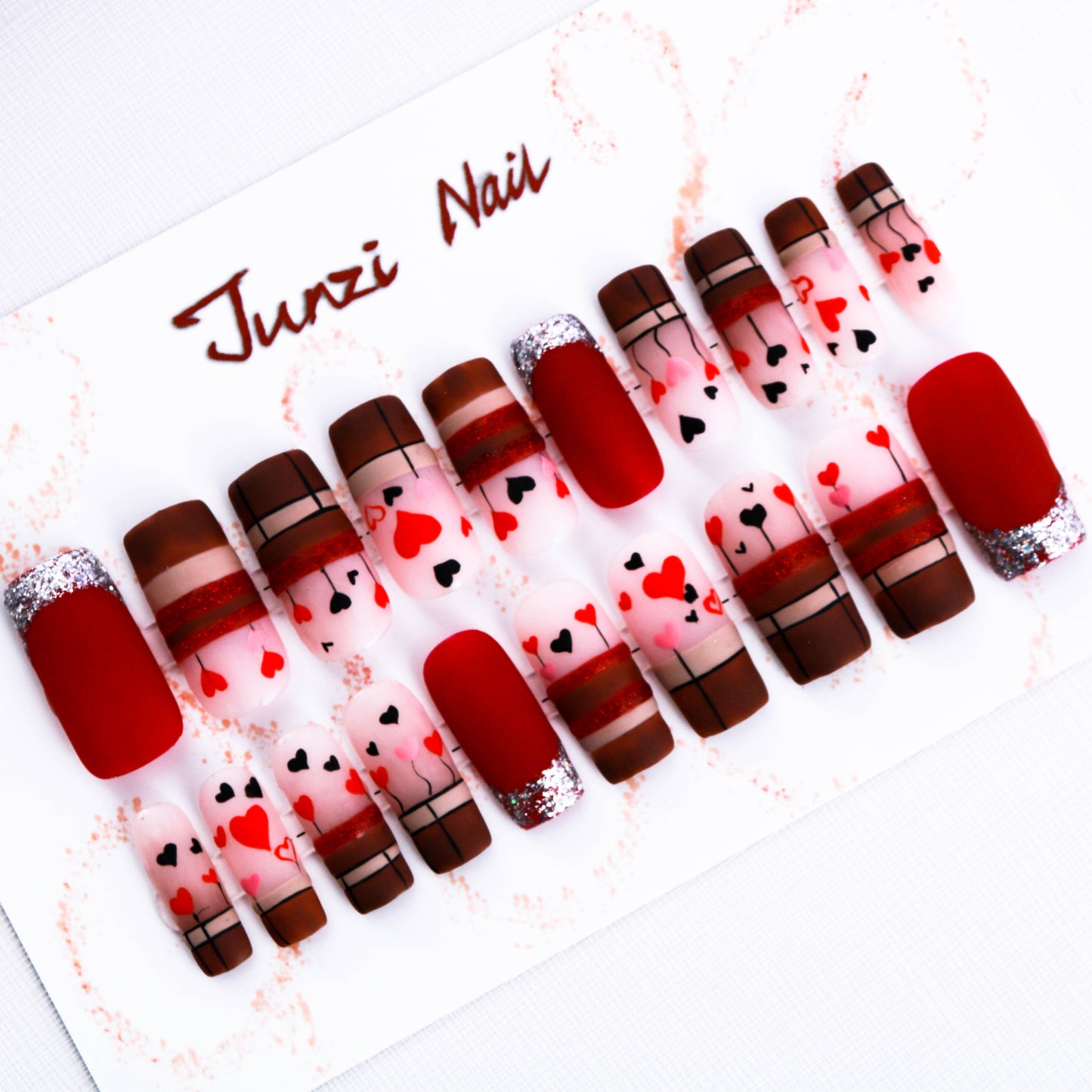 Amorous Allegro Glitter Valentine Press On Nail