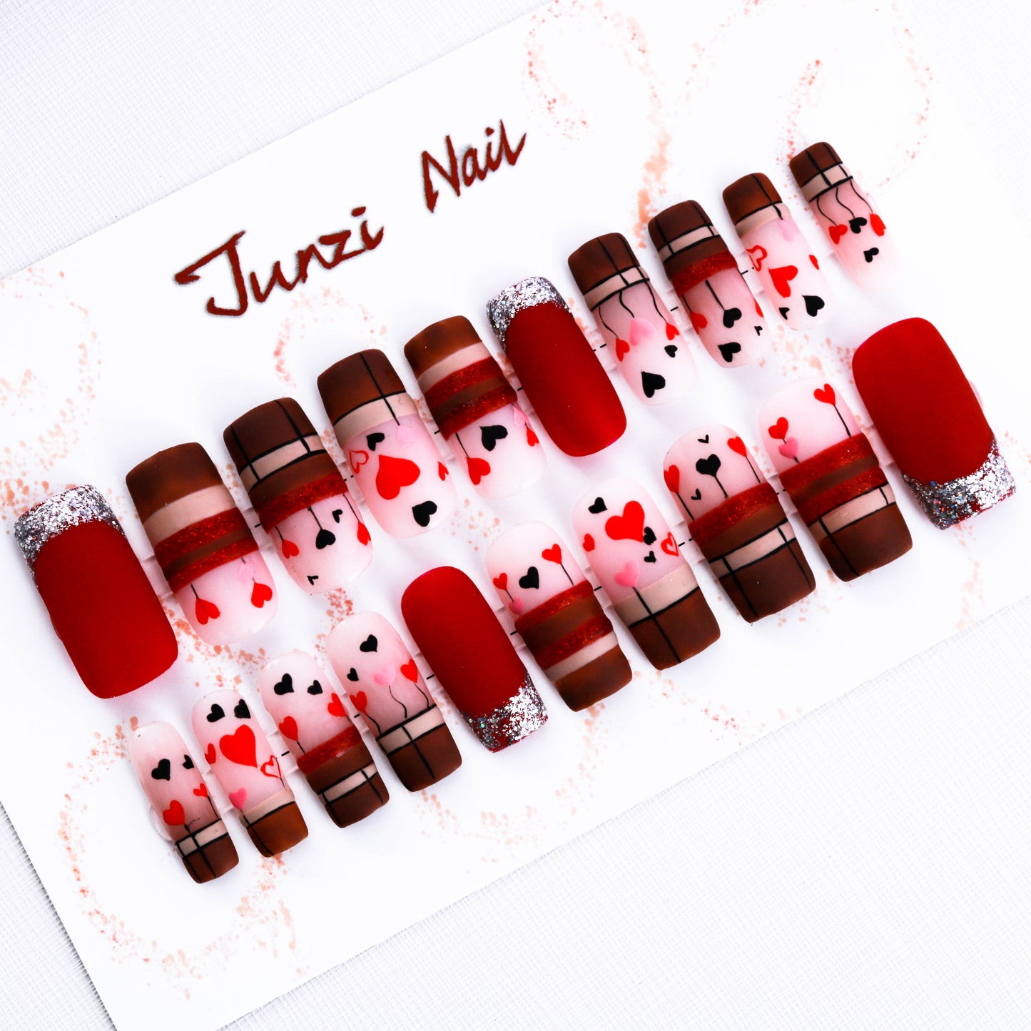 Amorous Allegro Glitter Valentine Press On Nail