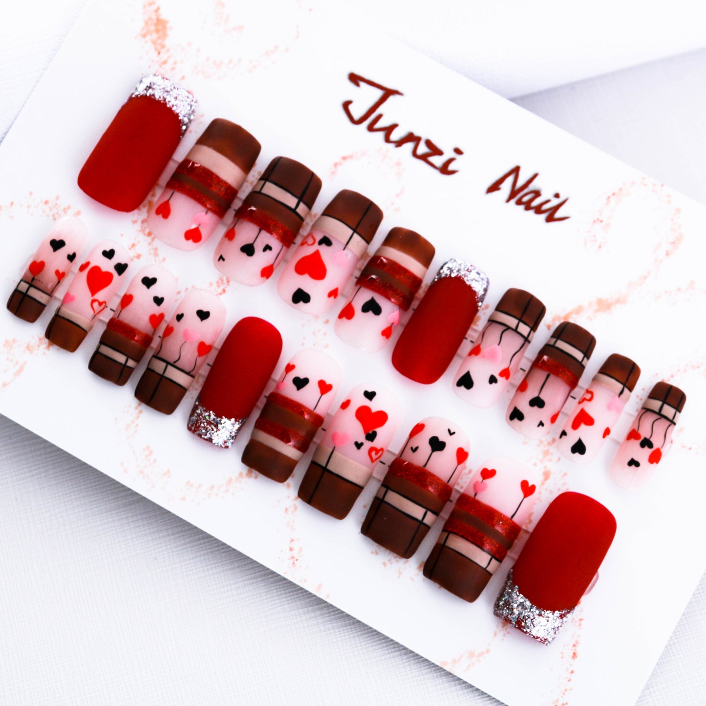 Amorous Allegro Glitter Valentine Press On Nail