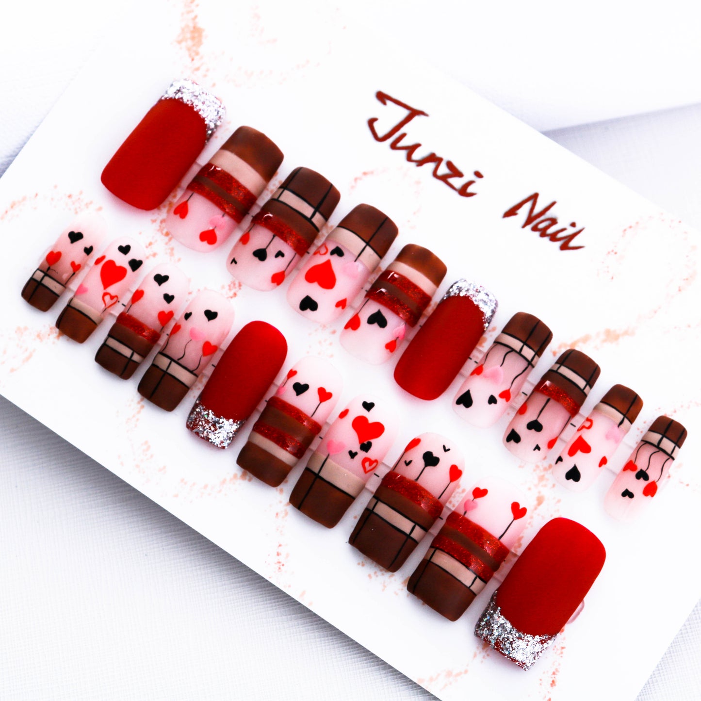 Amorous Allegro Glitter Valentine Press On Nail