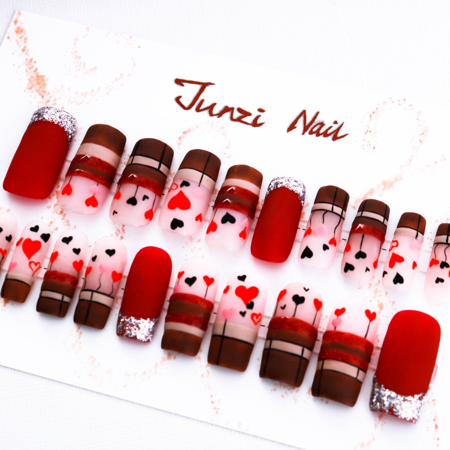 Amorous Allegro Glitter Valentine Press On Nail