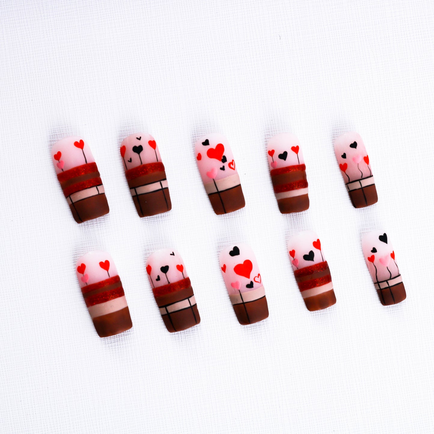 Amorous Allegro Glitter Valentine Press On Nail
