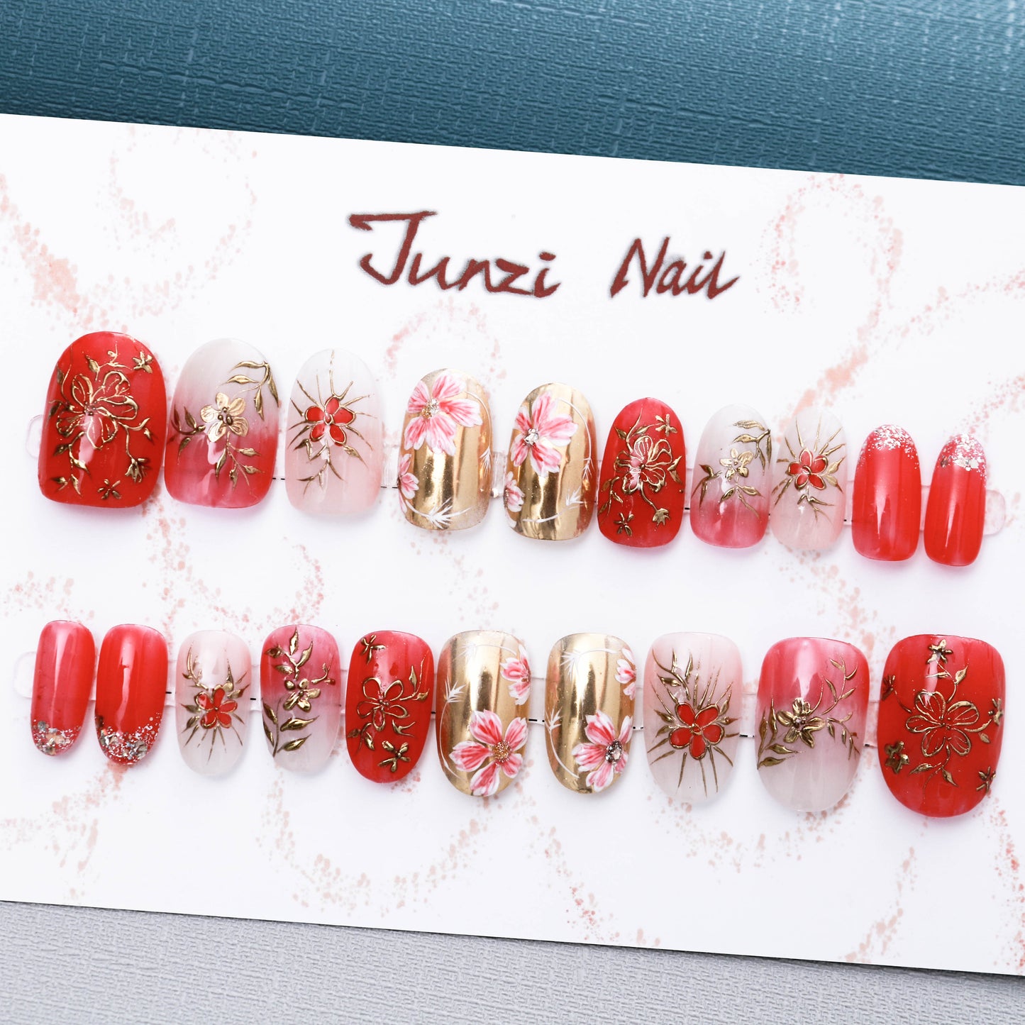Crimson Blossom Luxe Press On Nail