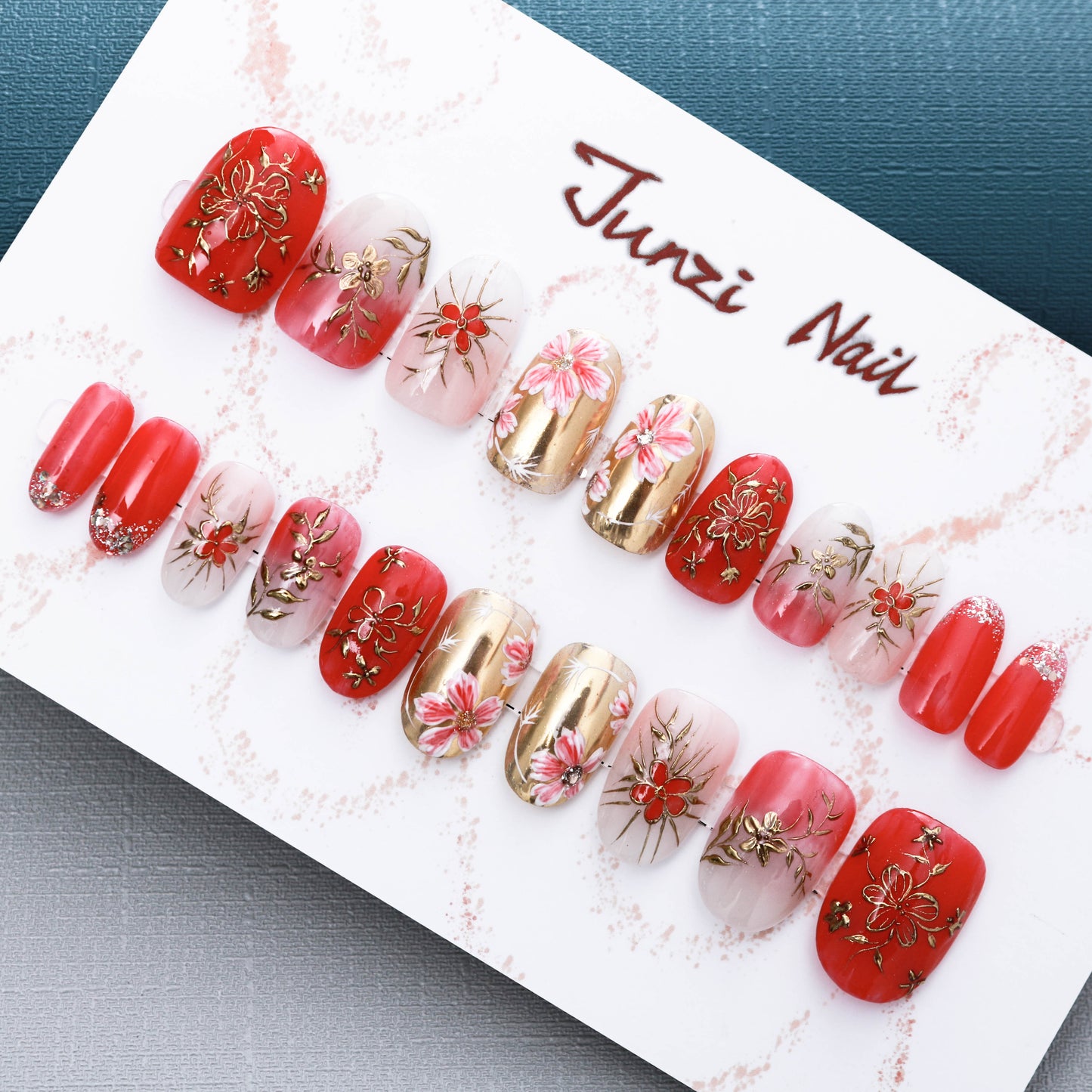 Crimson Blossom Luxe Press On Nail