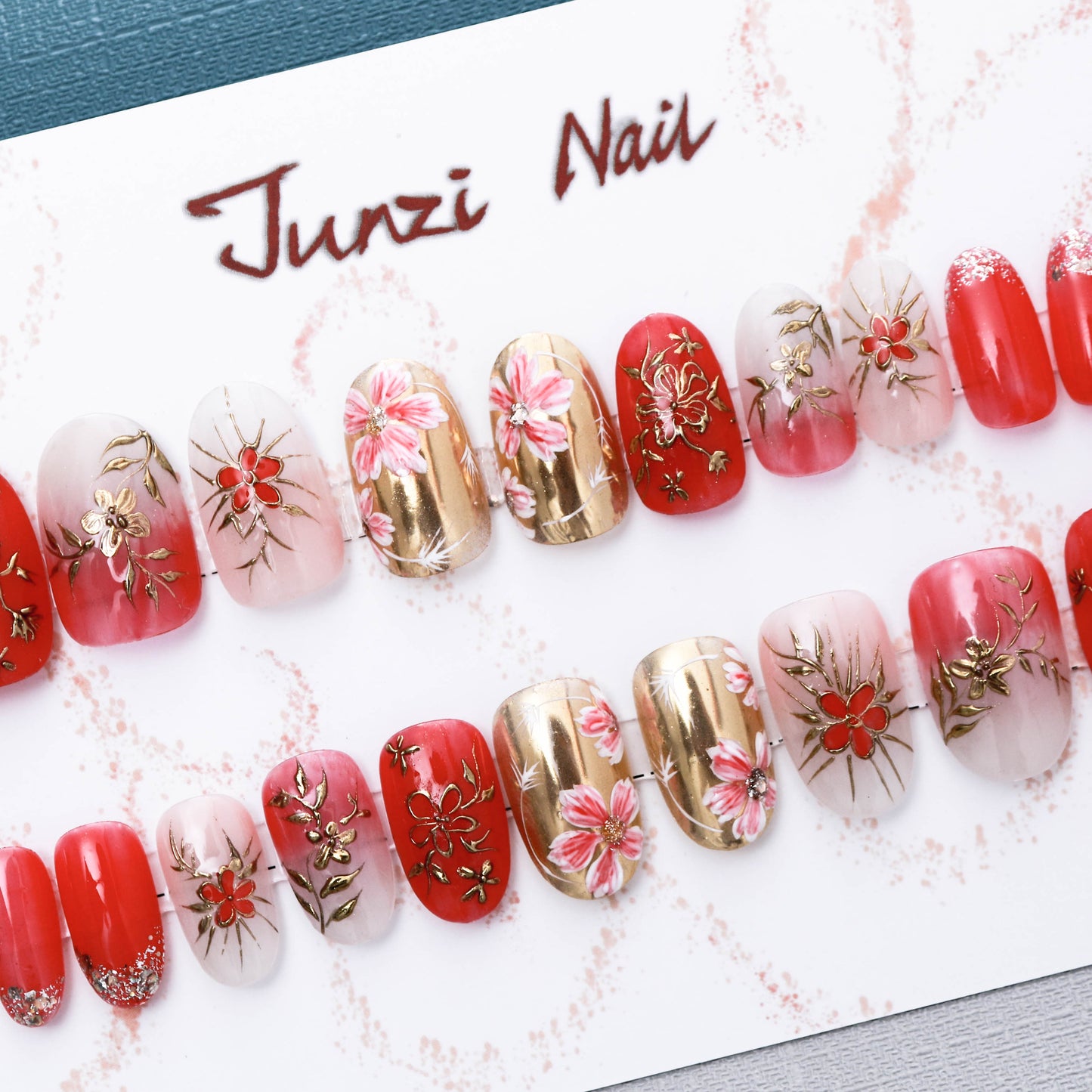 Crimson Blossom Luxe Press On Nail
