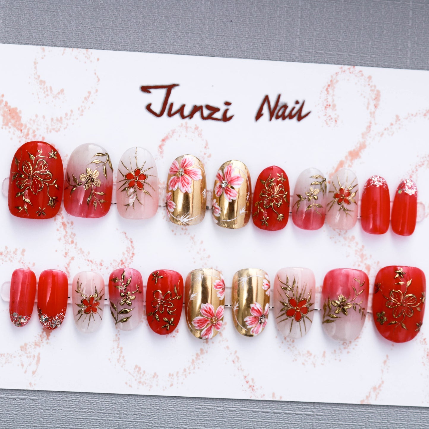 Crimson Blossom Luxe Press On Nail