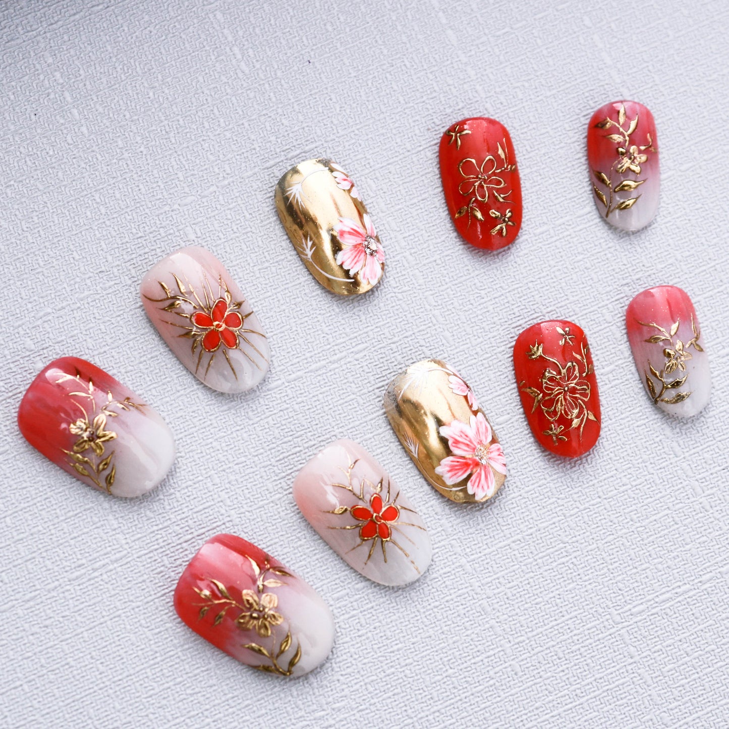 Crimson Blossom Luxe Press On Nail