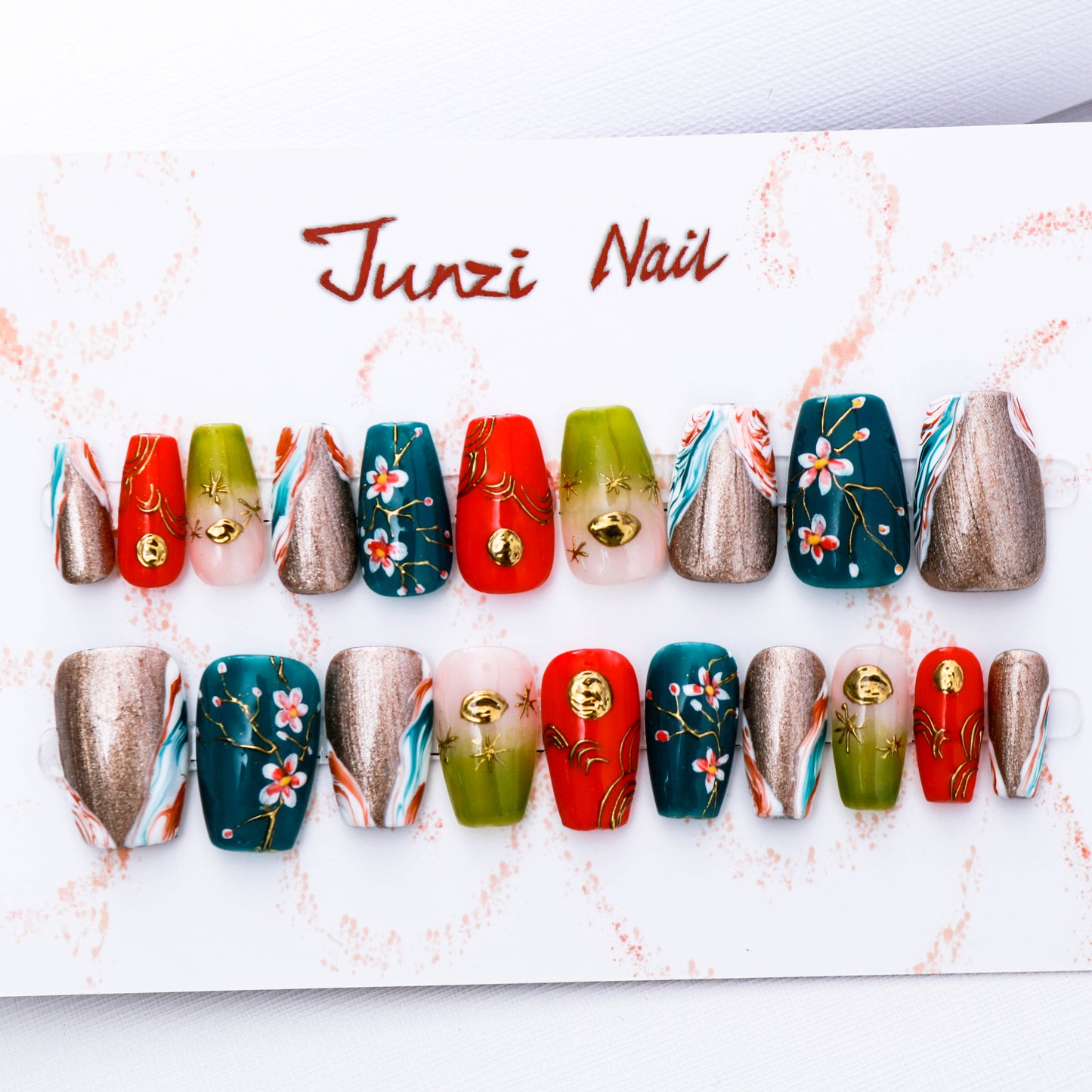 Emerald Enchantment Glitter Press On Nail