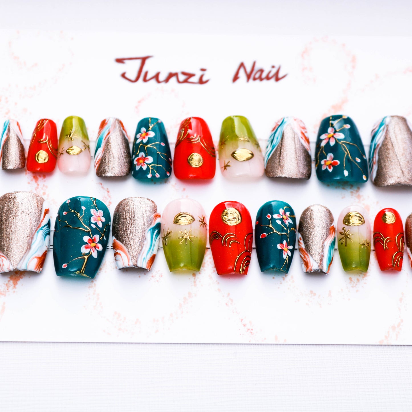 Emerald Enchantment Glitter Press On Nail