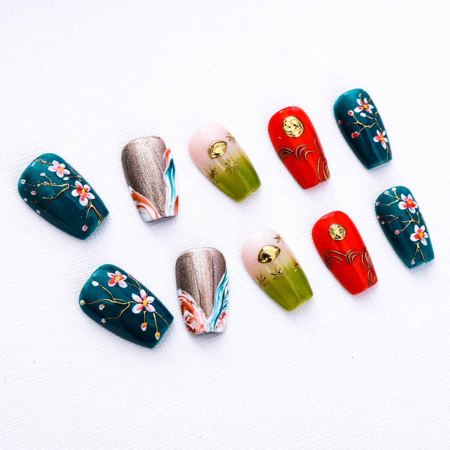 Emerald Enchantment Glitter Press On Nail