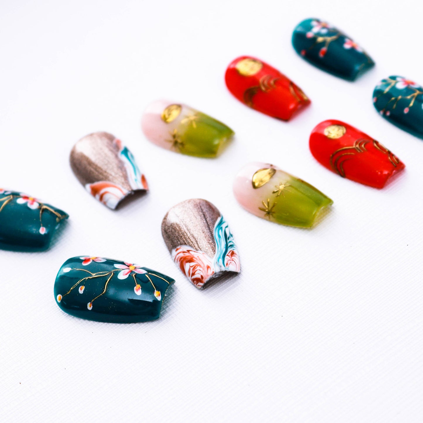 Emerald Enchantment Glitter Press On Nail