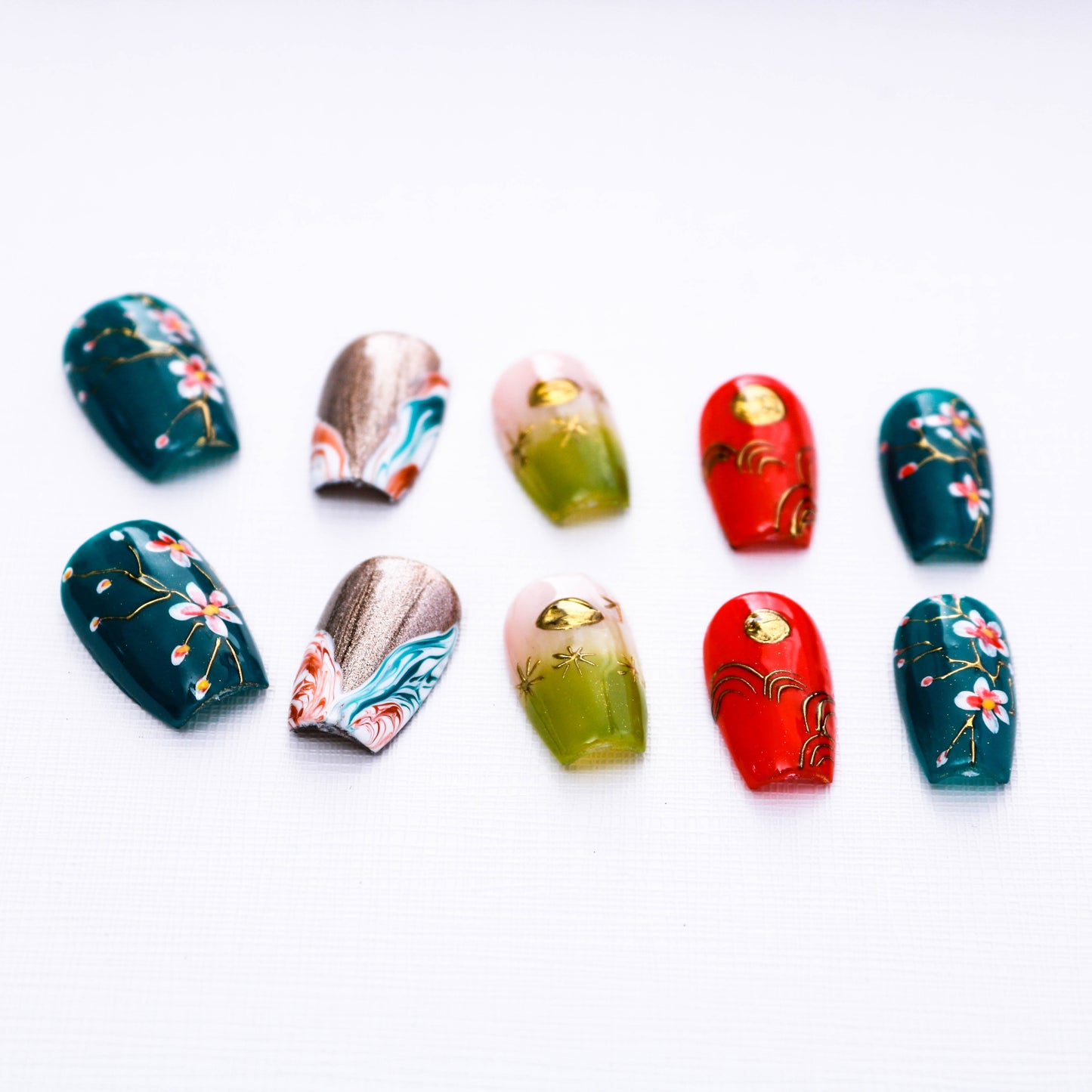 Emerald Enchantment Glitter Press On Nail