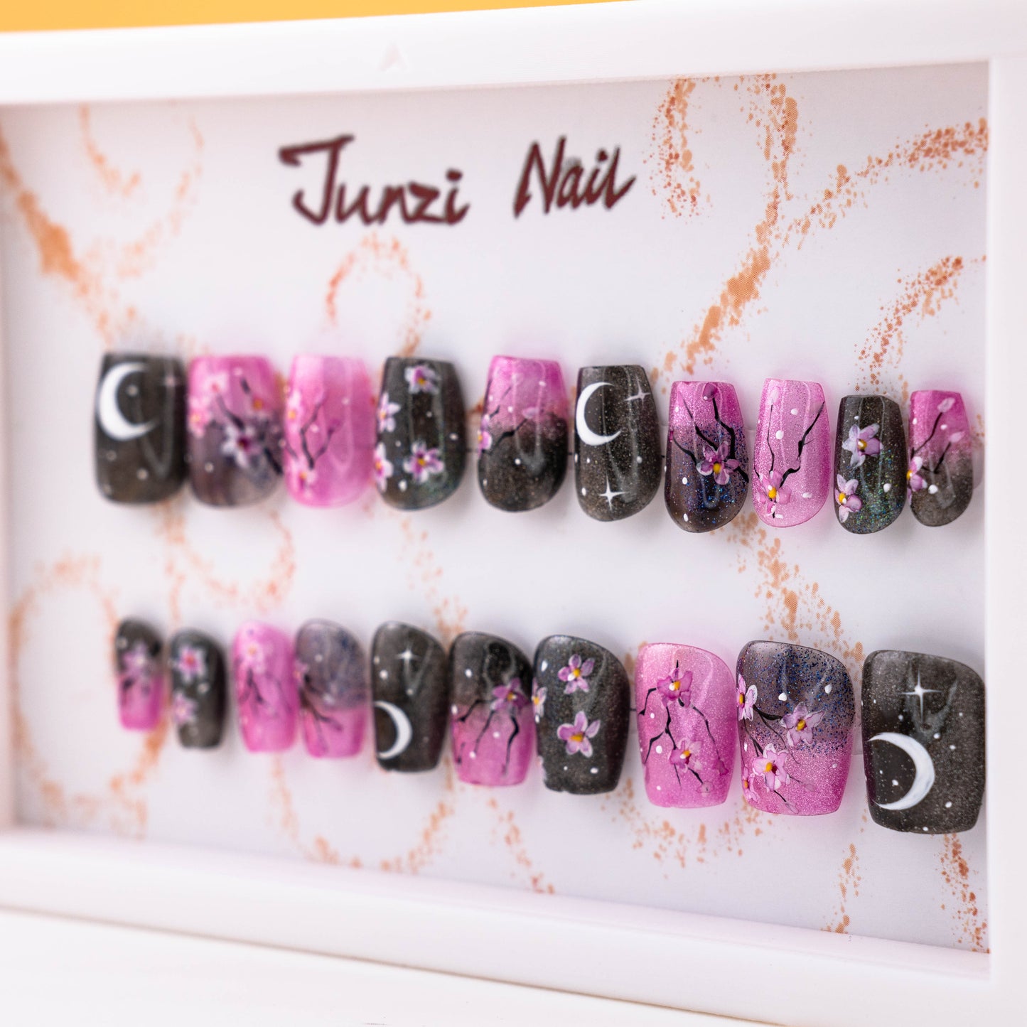 Midnight Sakura Glitter Press on Nail