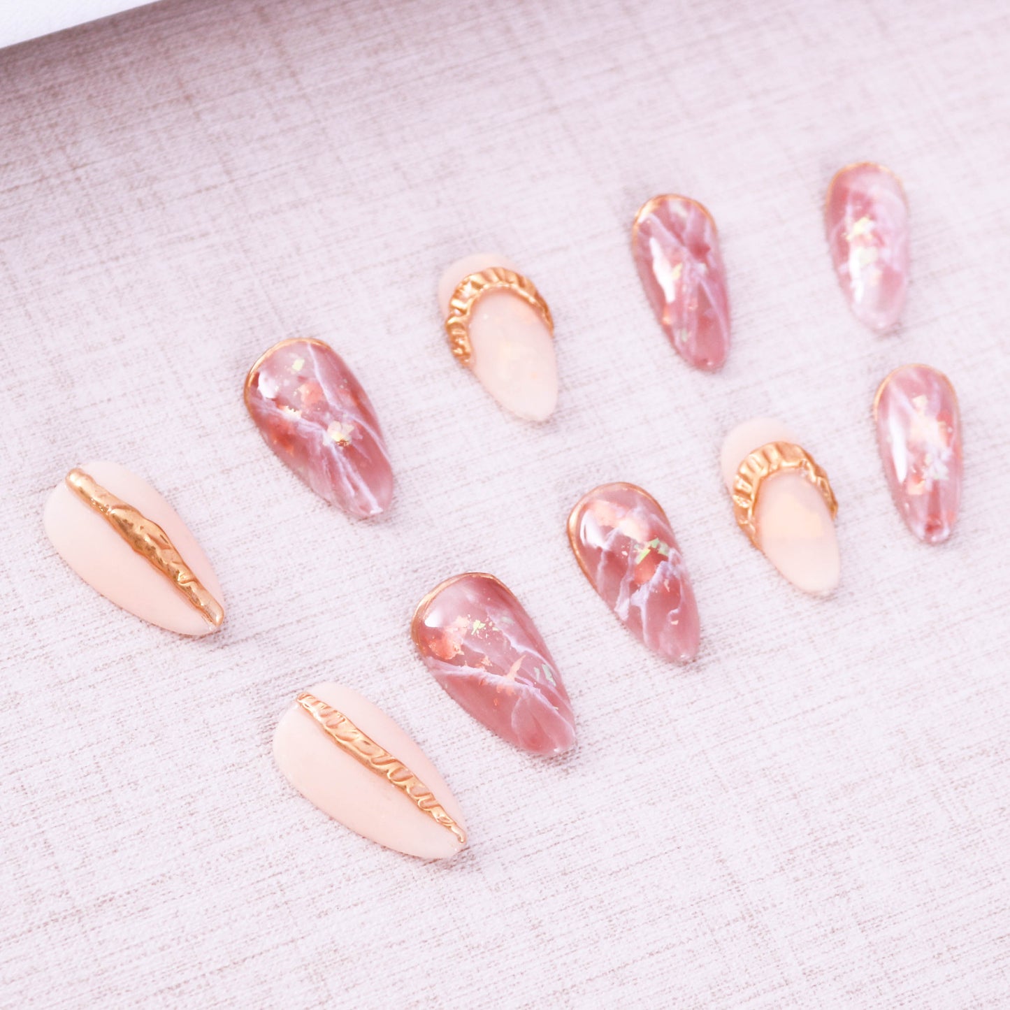 Blush Marble Press On Nails