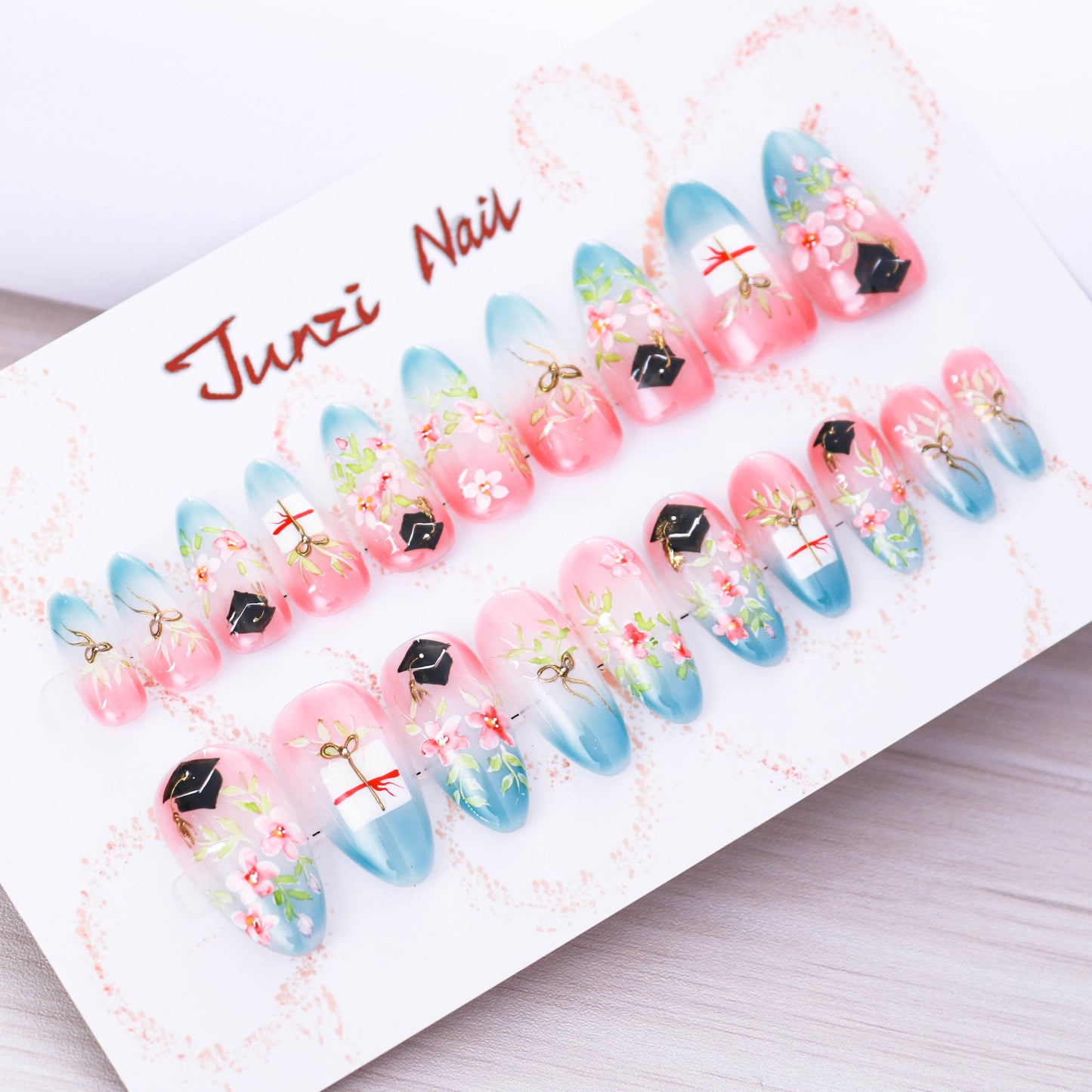 Floral Graduation Elegance Valentine Press On Nail