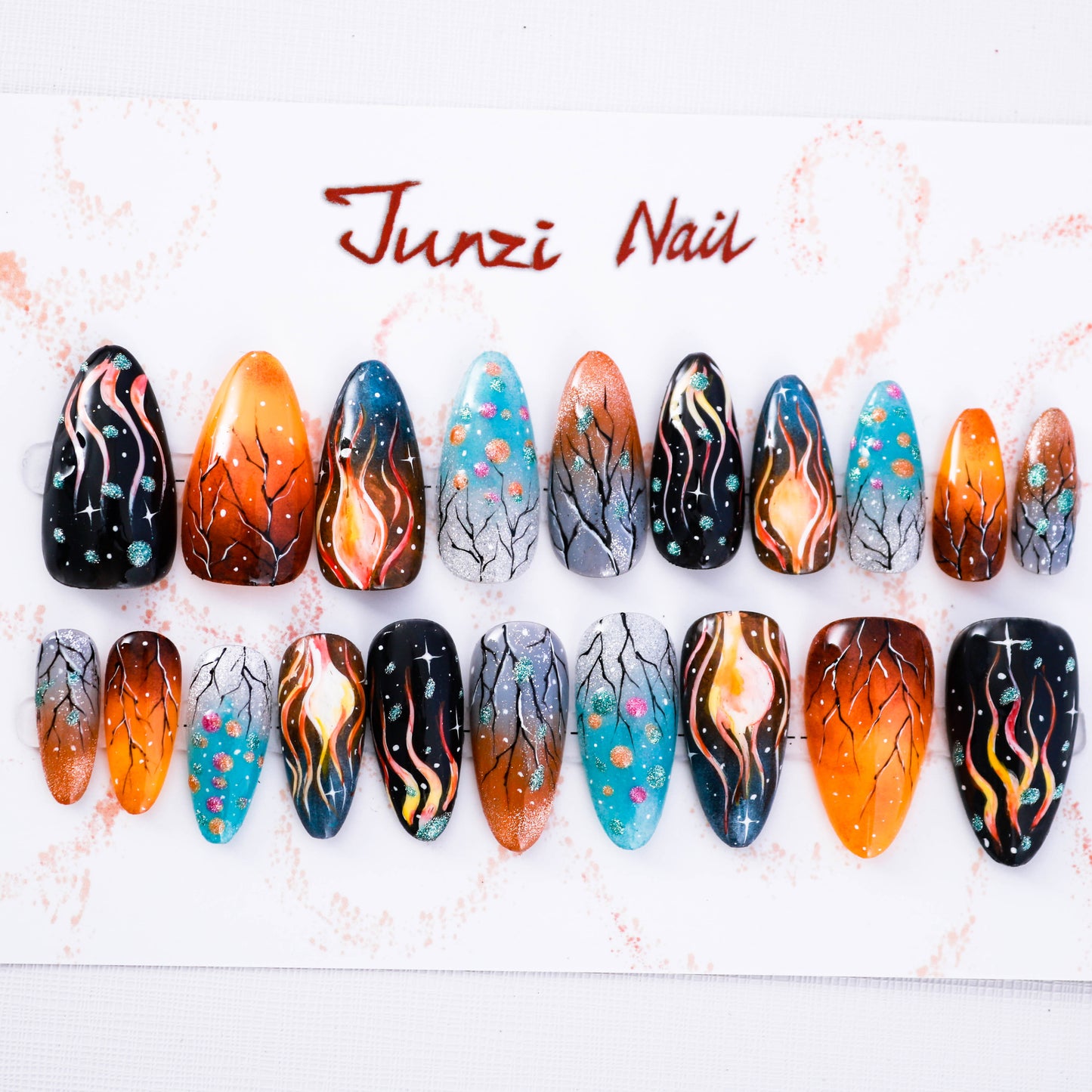 Celestial Fiery Press On Nail