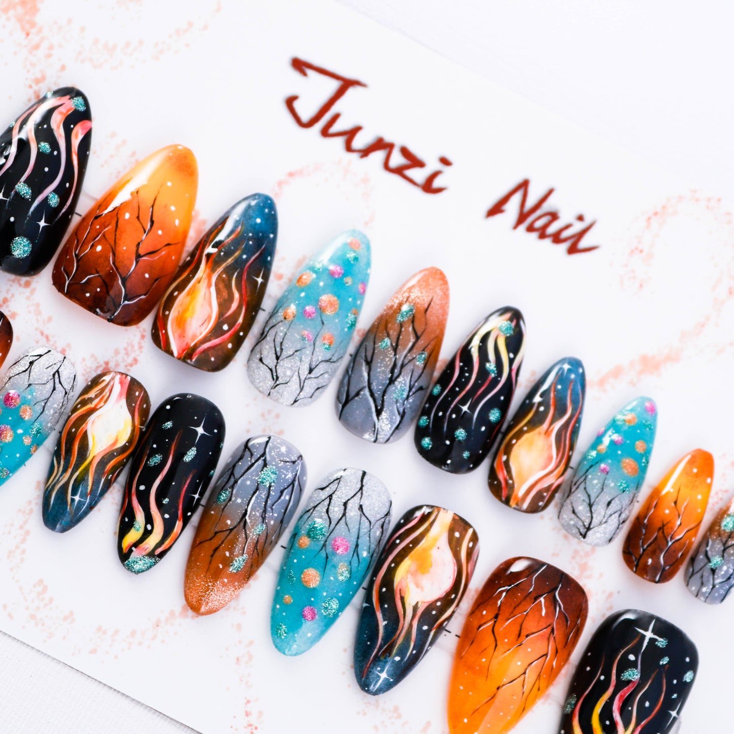 Celestial Fiery Press On Nail