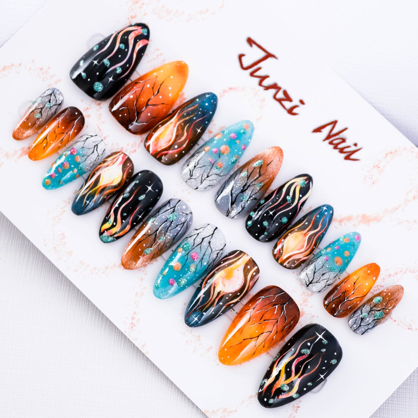 Celestial Fiery Press On Nail