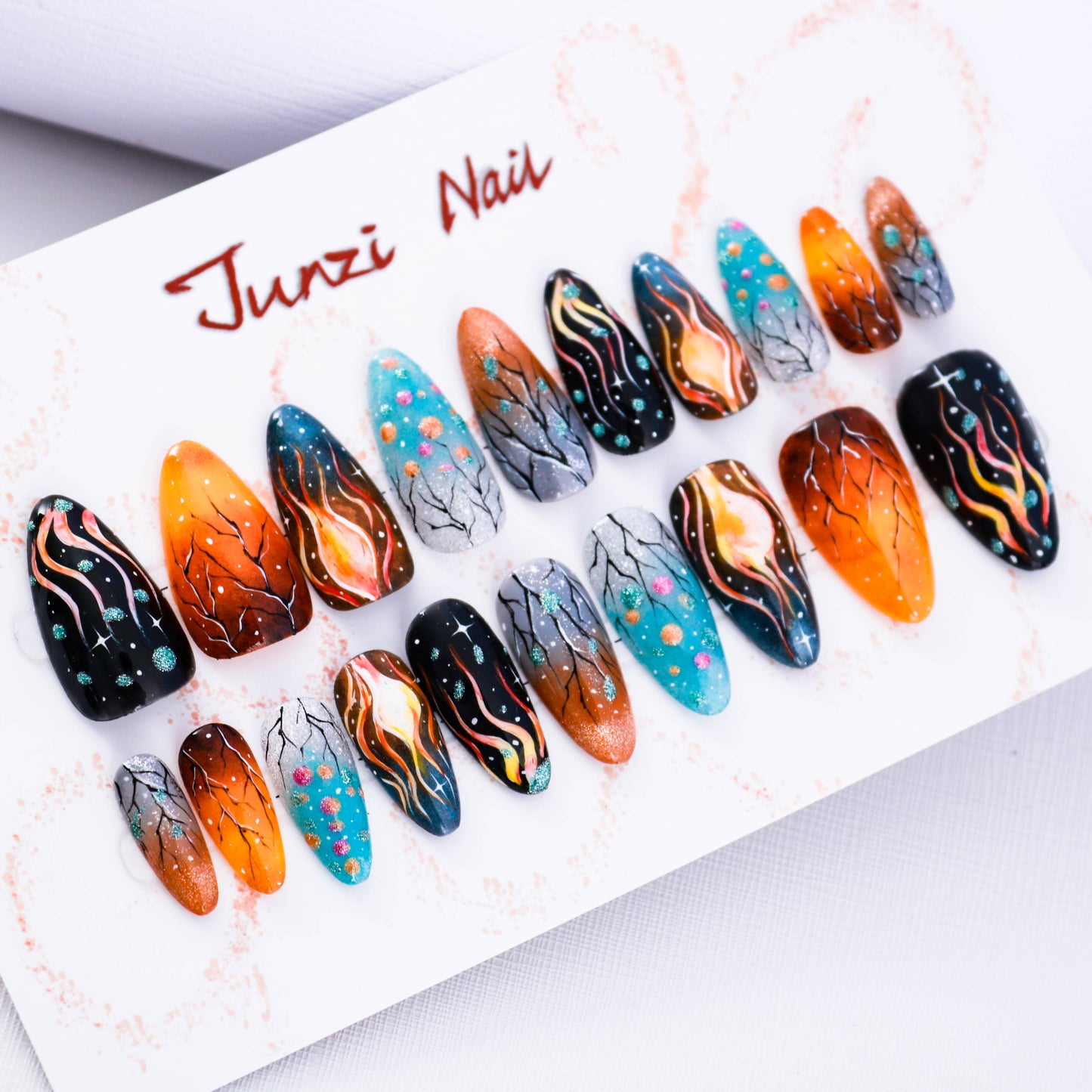 Celestial Fiery Press On Nail