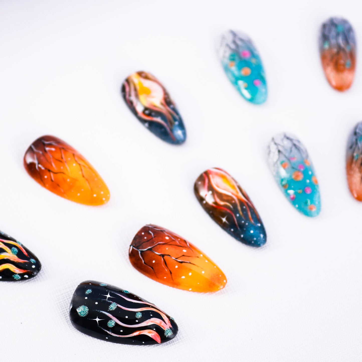 Celestial Fiery Press On Nail