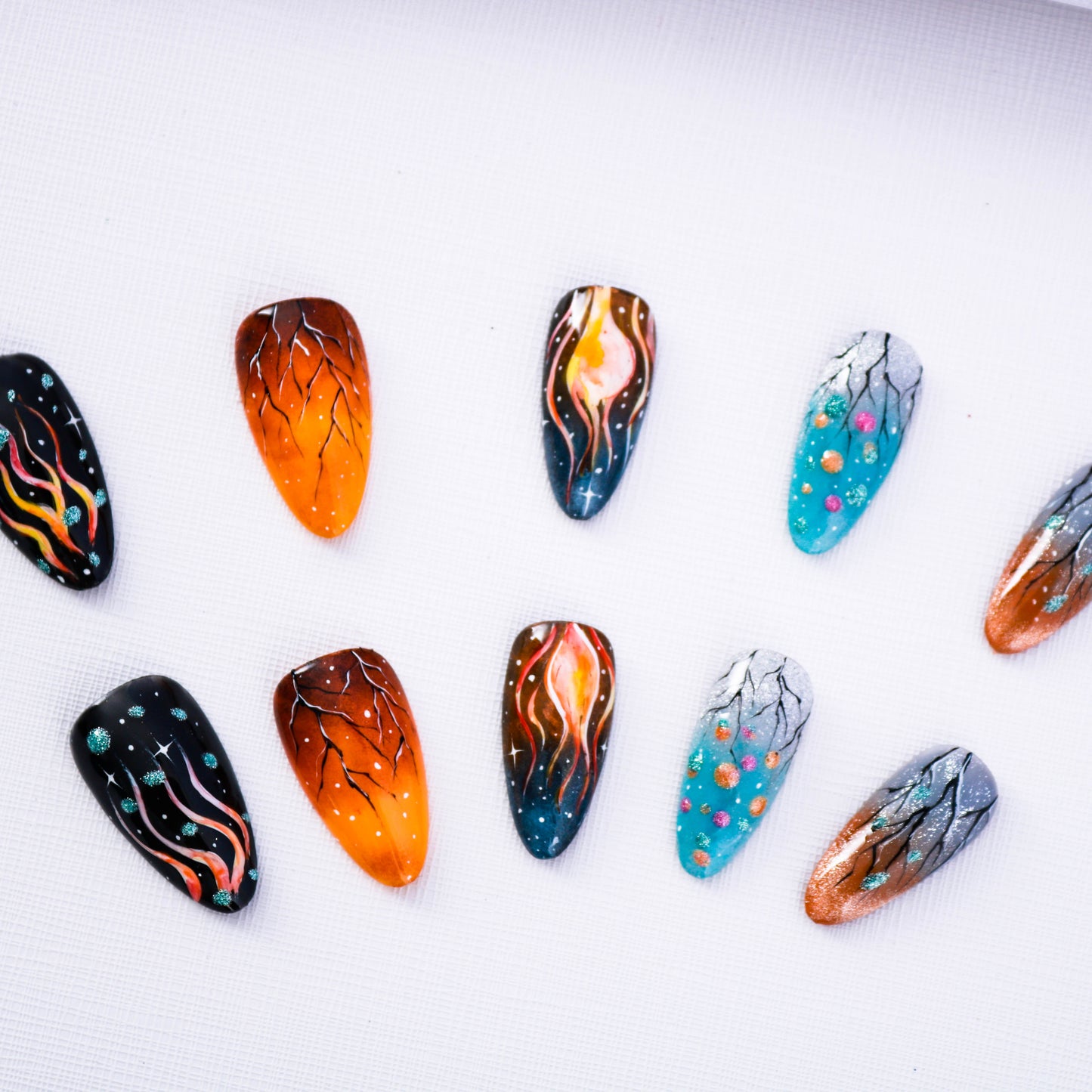 Celestial Fiery Press On Nail