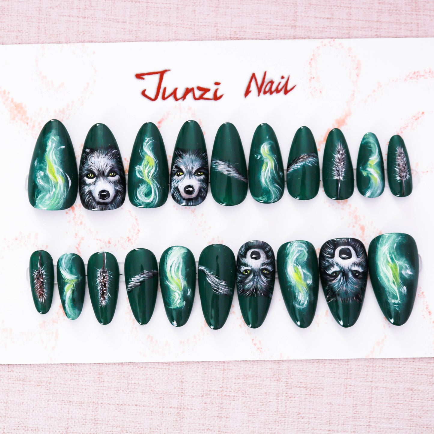 Aurora Wolf Enchantment Press on Nail