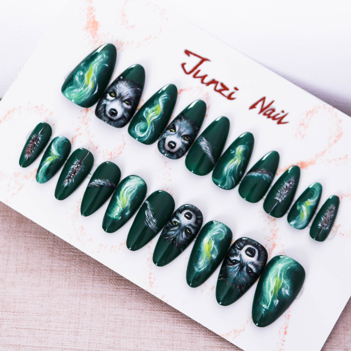 Aurora Wolf Enchantment Press on Nail