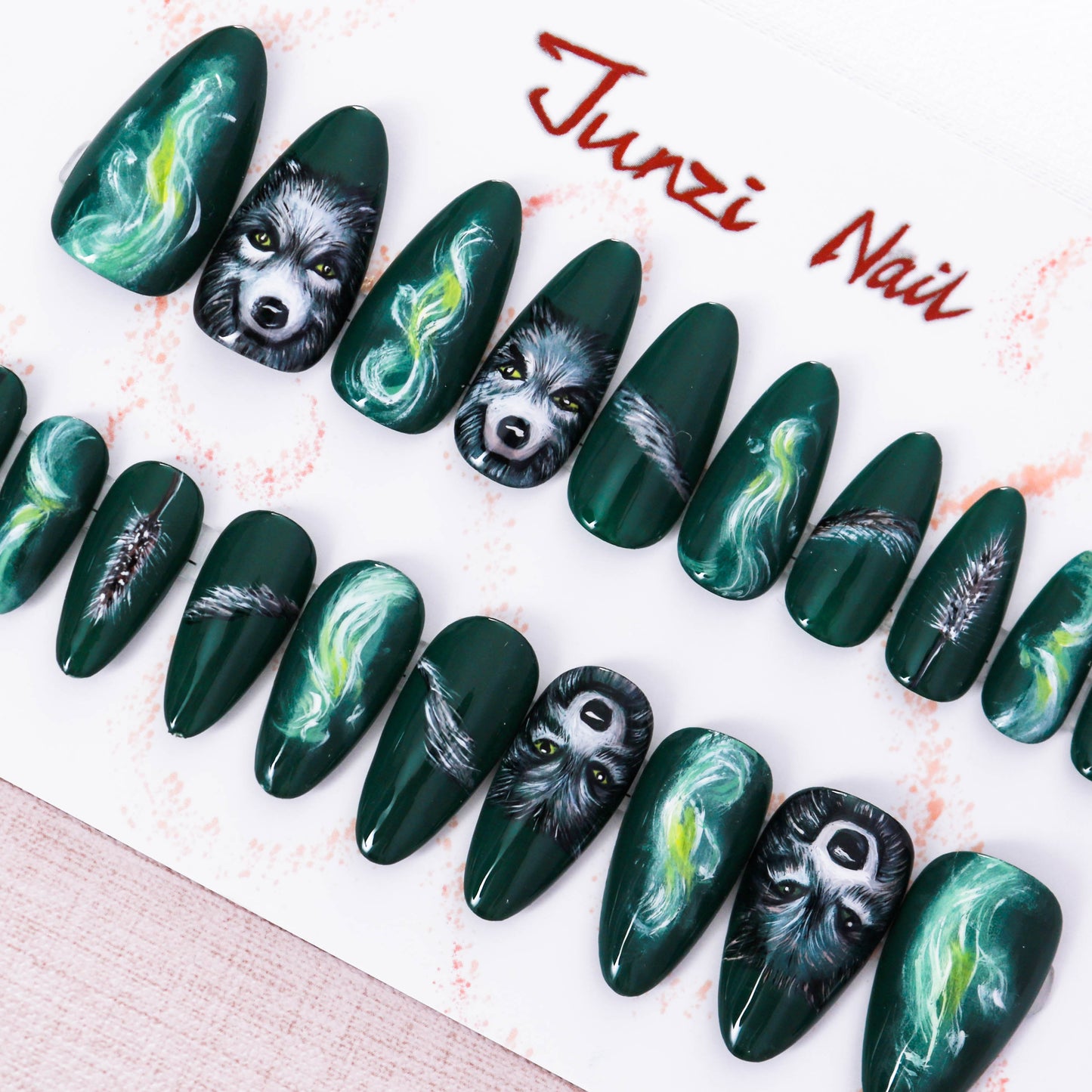 Aurora Wolf Enchantment Press on Nail