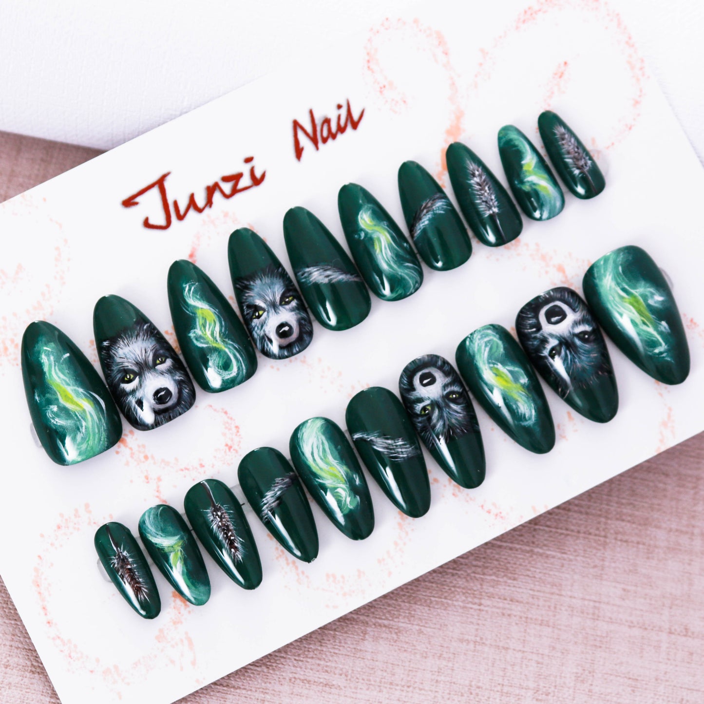 Aurora Wolf Enchantment Press on Nail