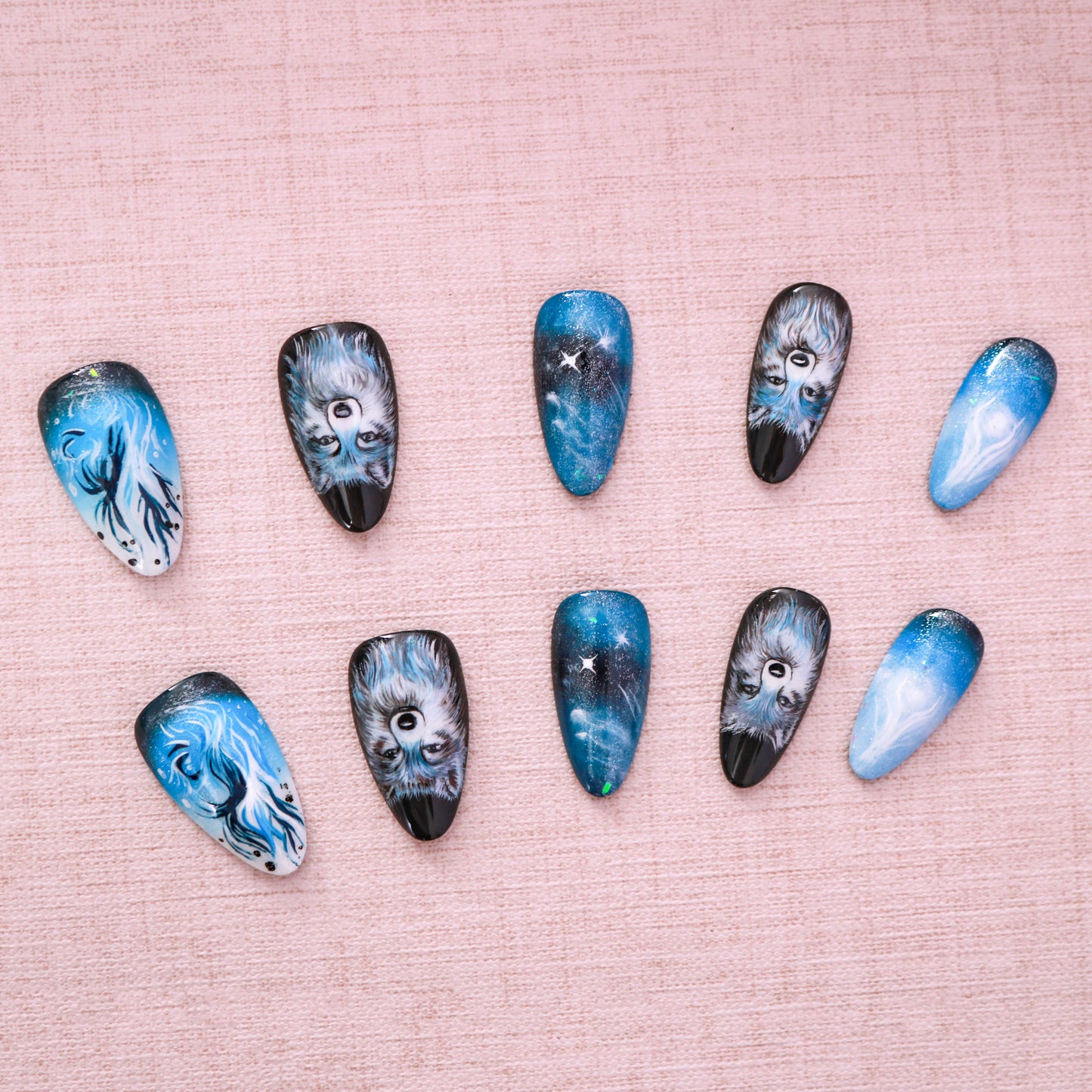 Mystic Wolf Galaxy Press on Nail