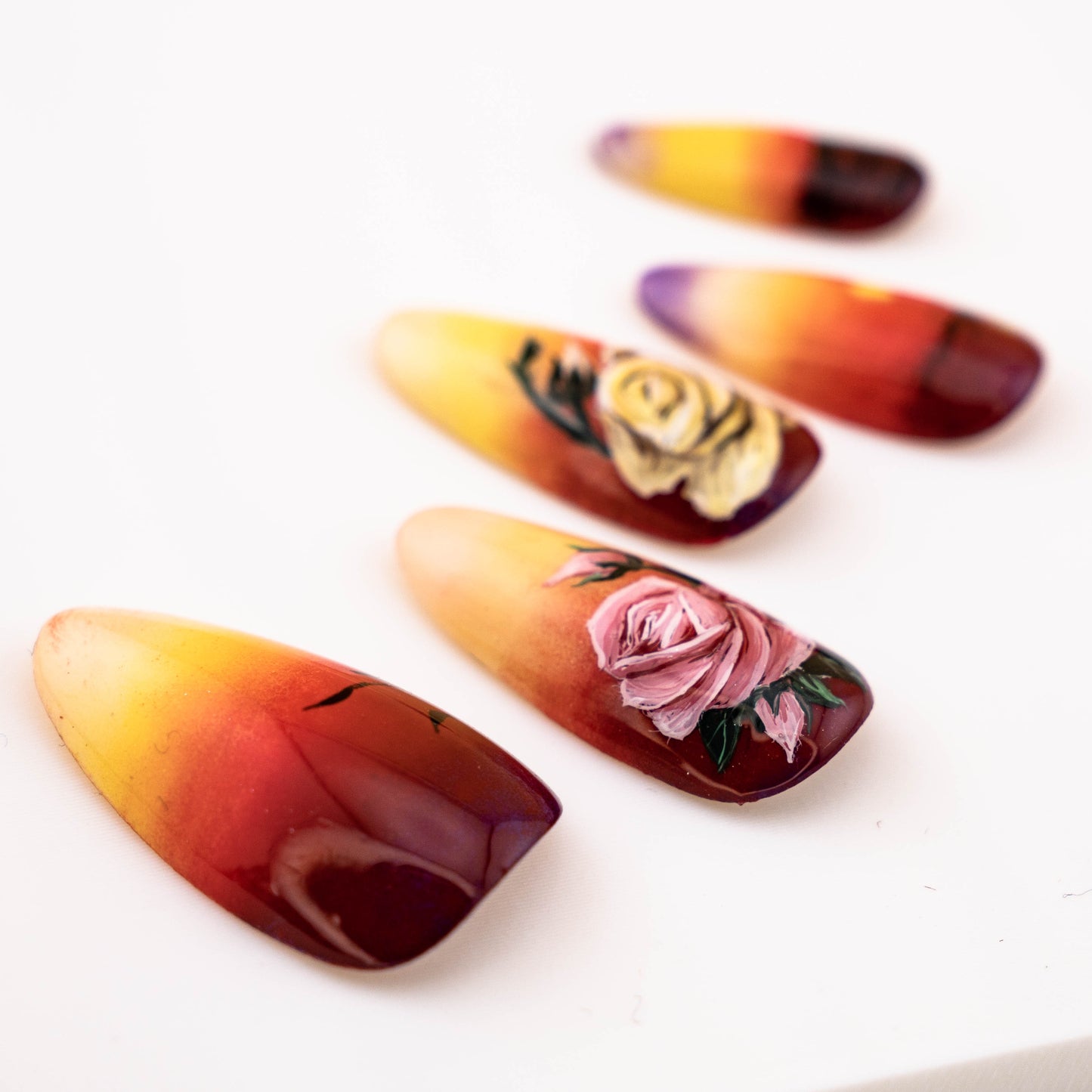 Sunset Rose Press on Nail