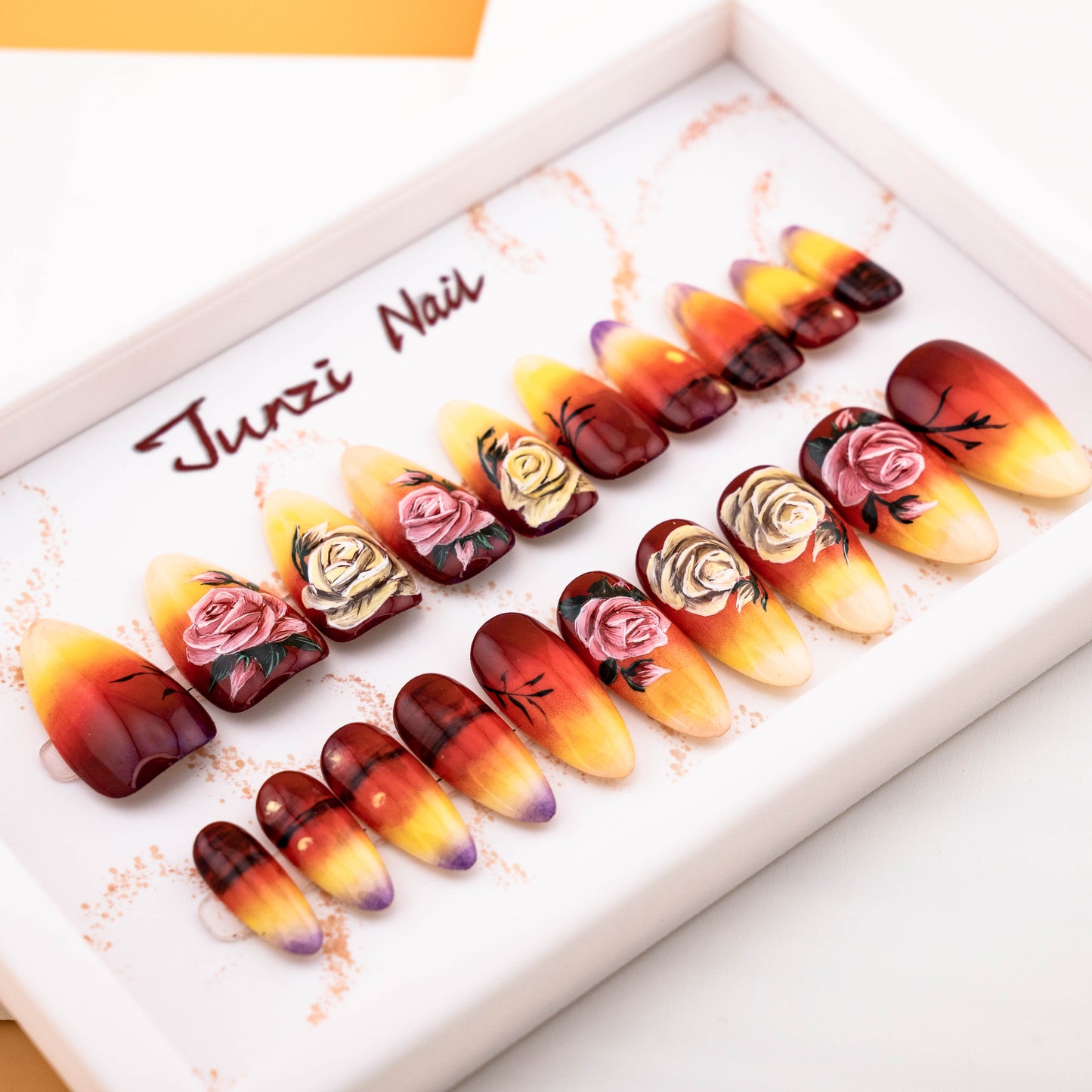 Sunset Rose Press on Nail