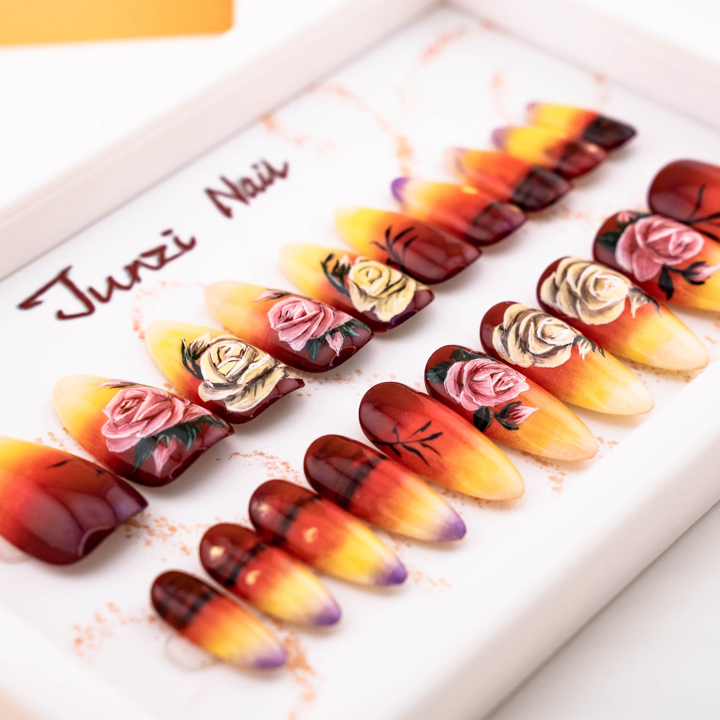 Sunset Rose Press on Nail