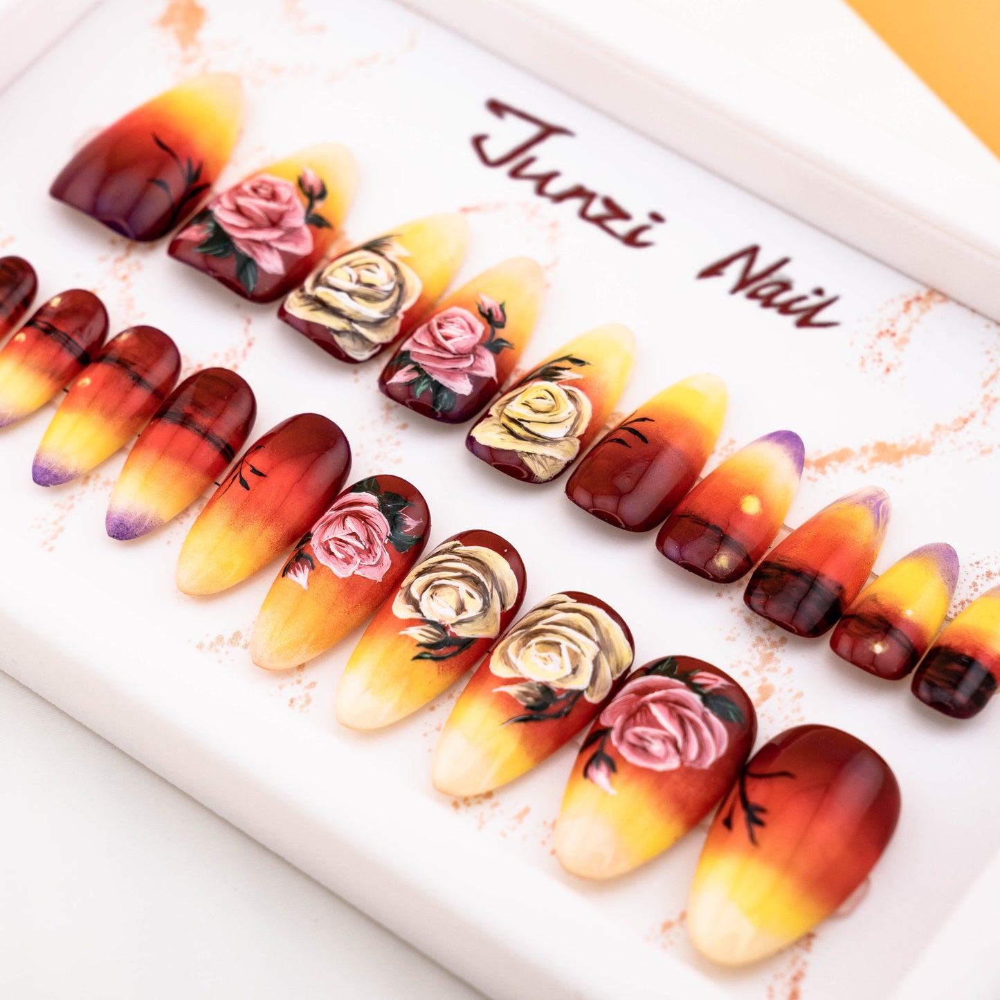 Sunset Rose Press on Nail