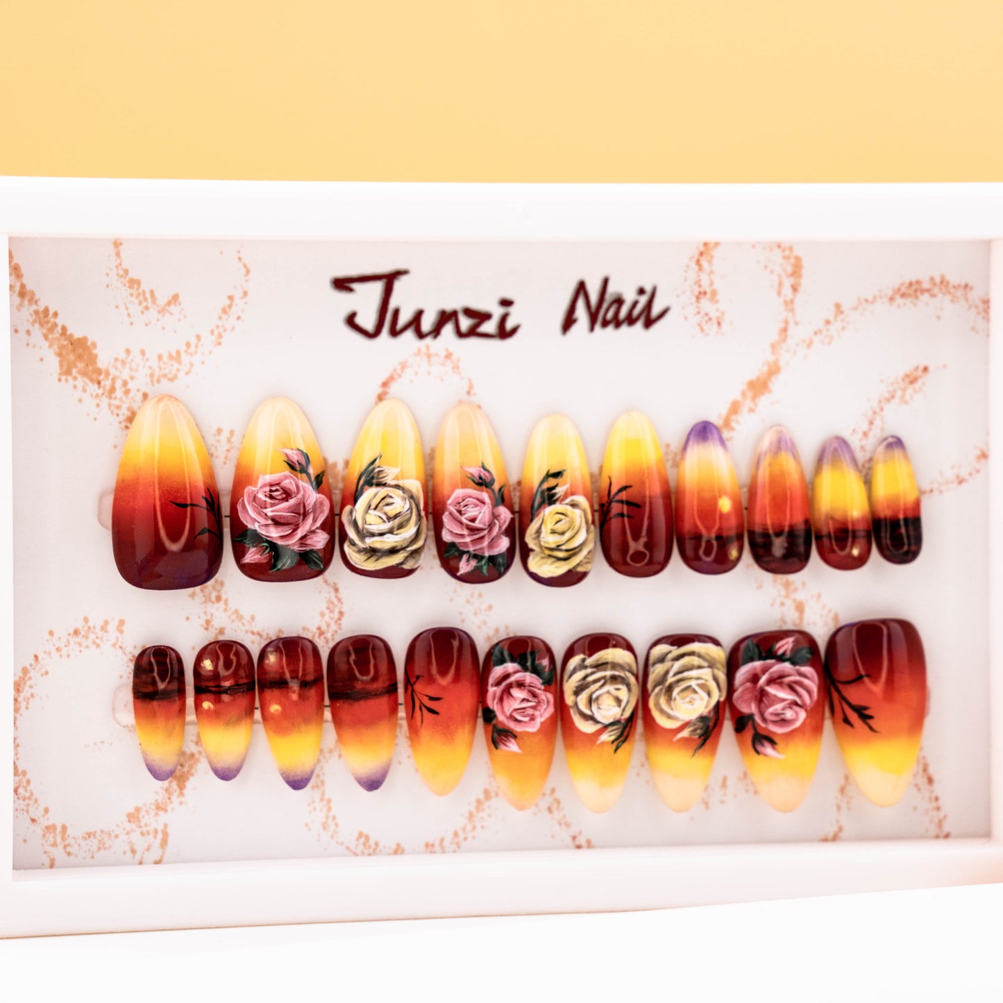 Sunset Rose Press on Nail