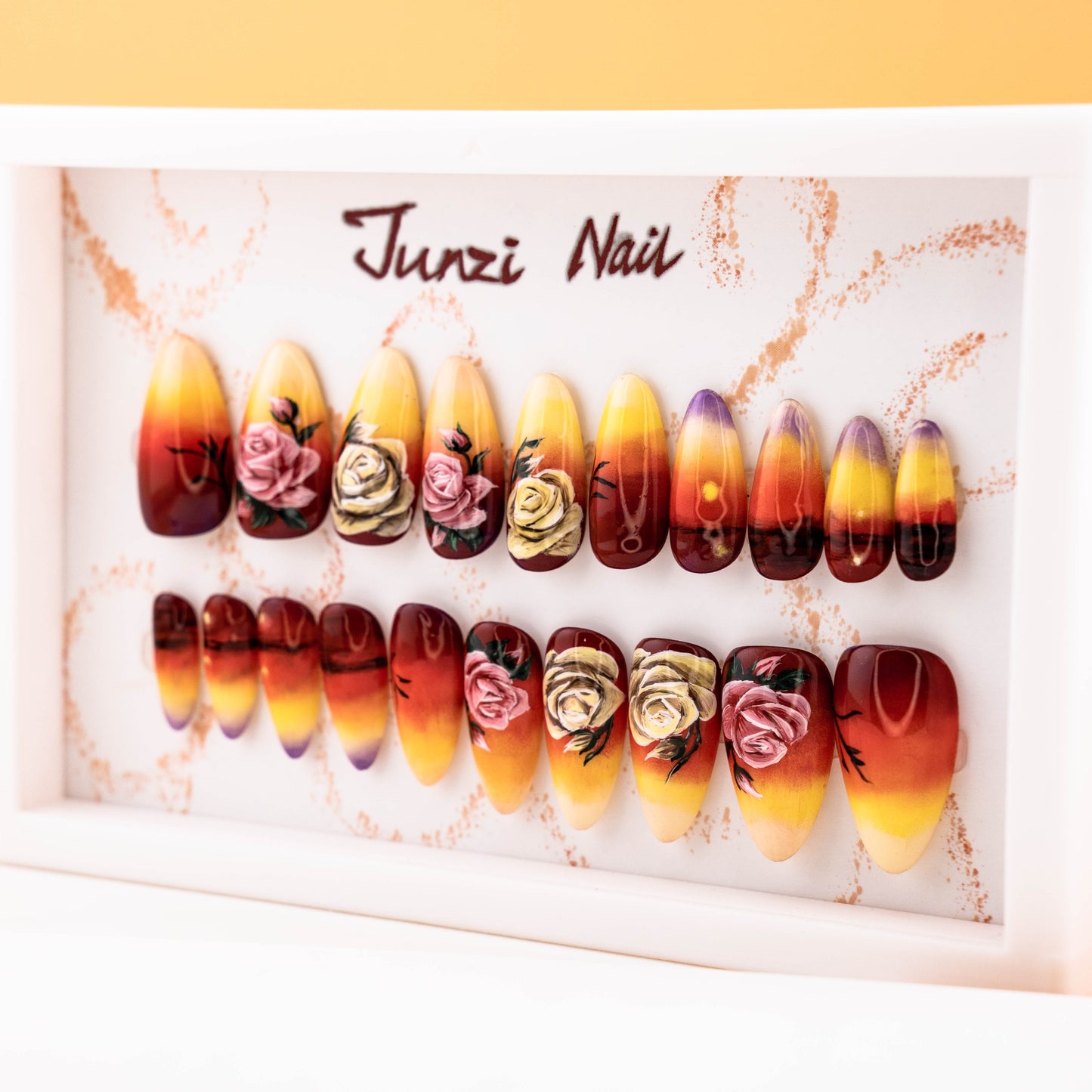 Sunset Rose Press on Nail