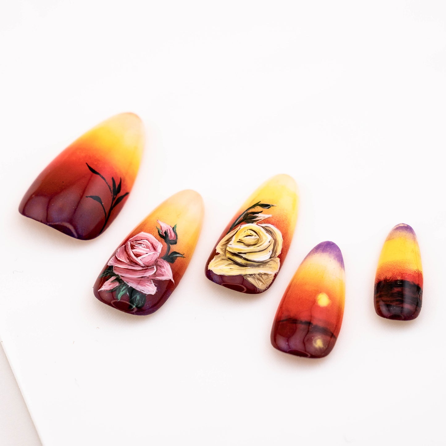 Sunset Rose Press on Nail