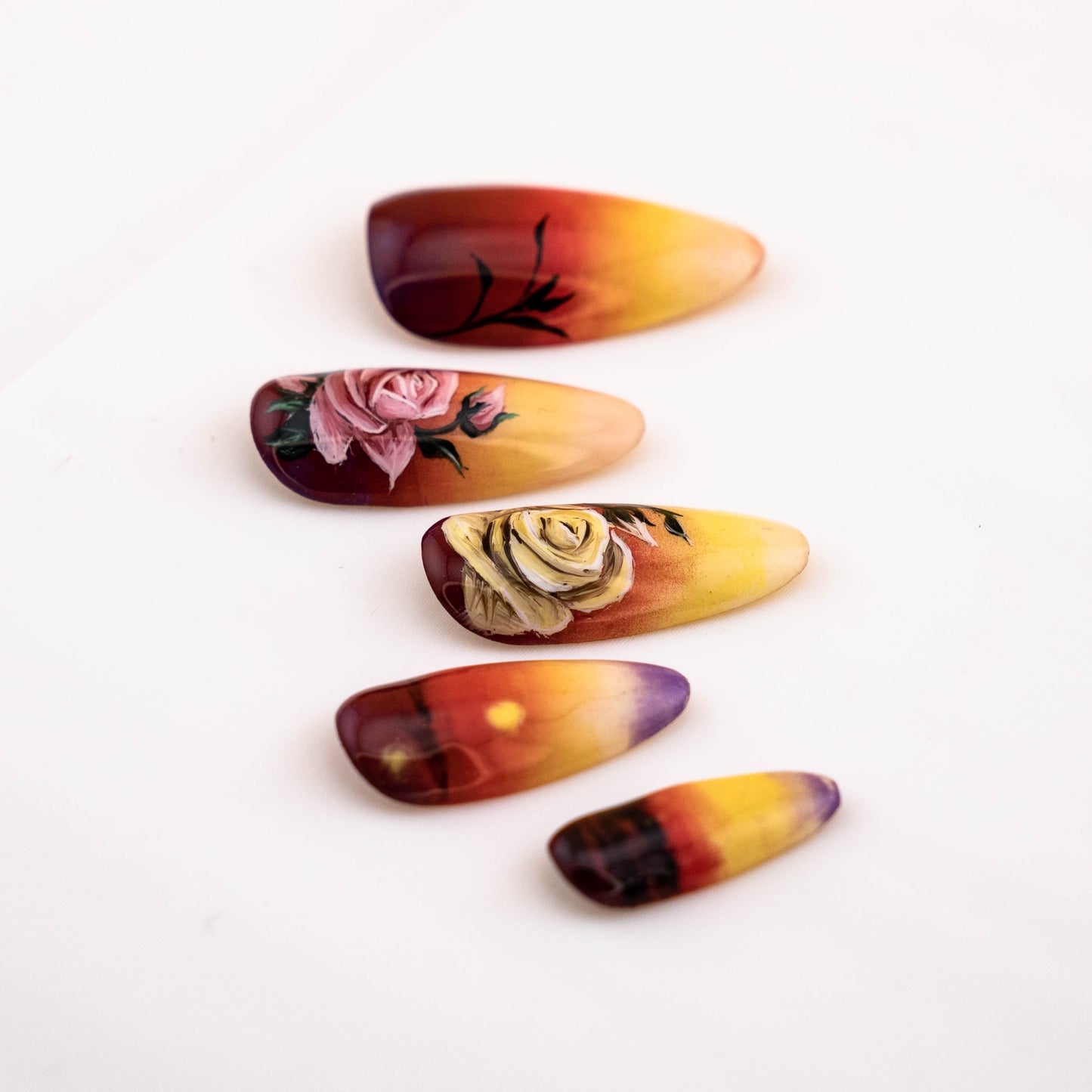 Sunset Rose Press on Nail
