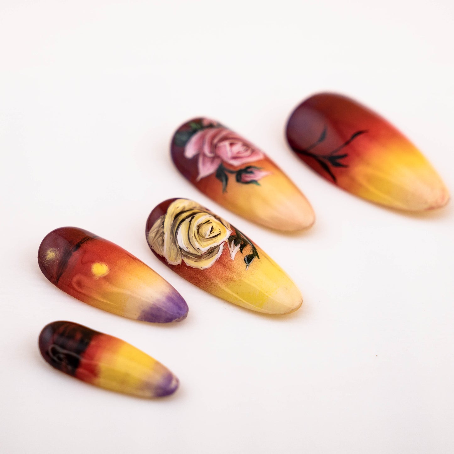 Sunset Rose Press on Nail