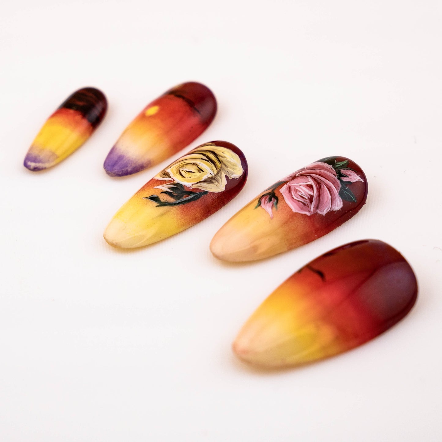 Sunset Rose Press on Nail