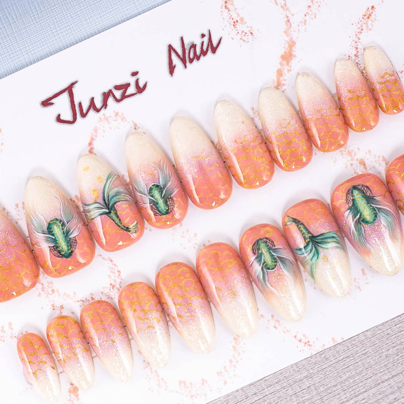 Golden Betta Bliss Press on Nail