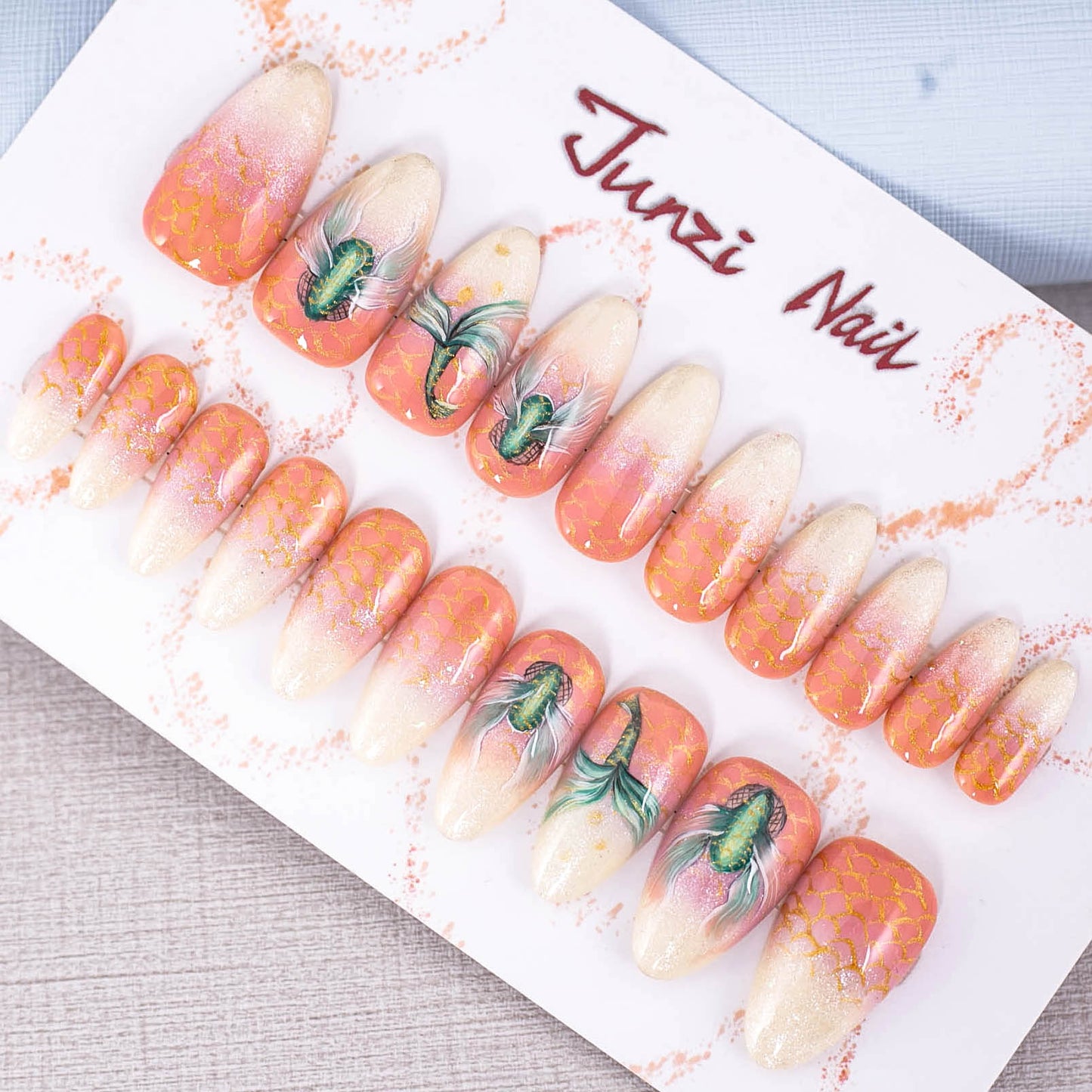 Golden Betta Bliss Press on Nail