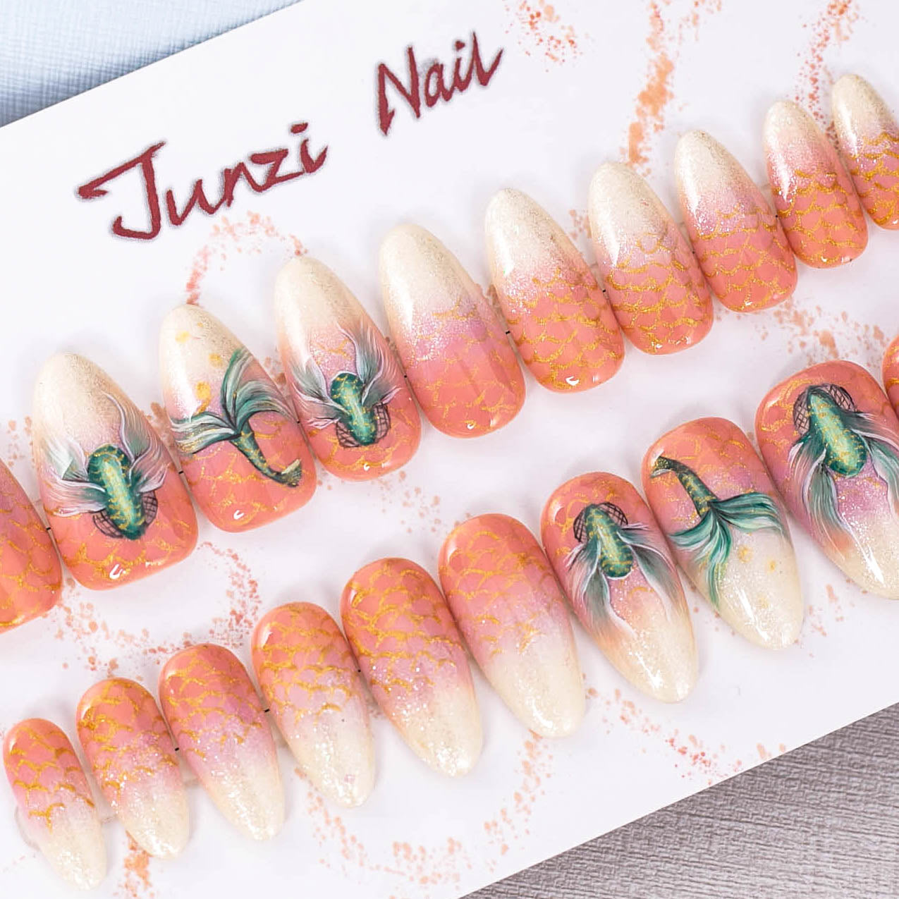 Golden Betta Bliss Press on Nail