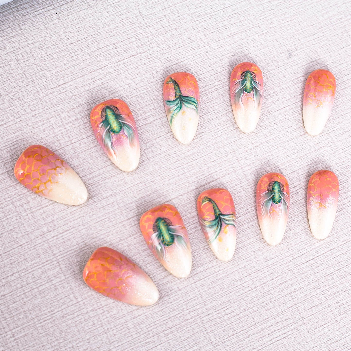 Golden Betta Bliss Press on Nail