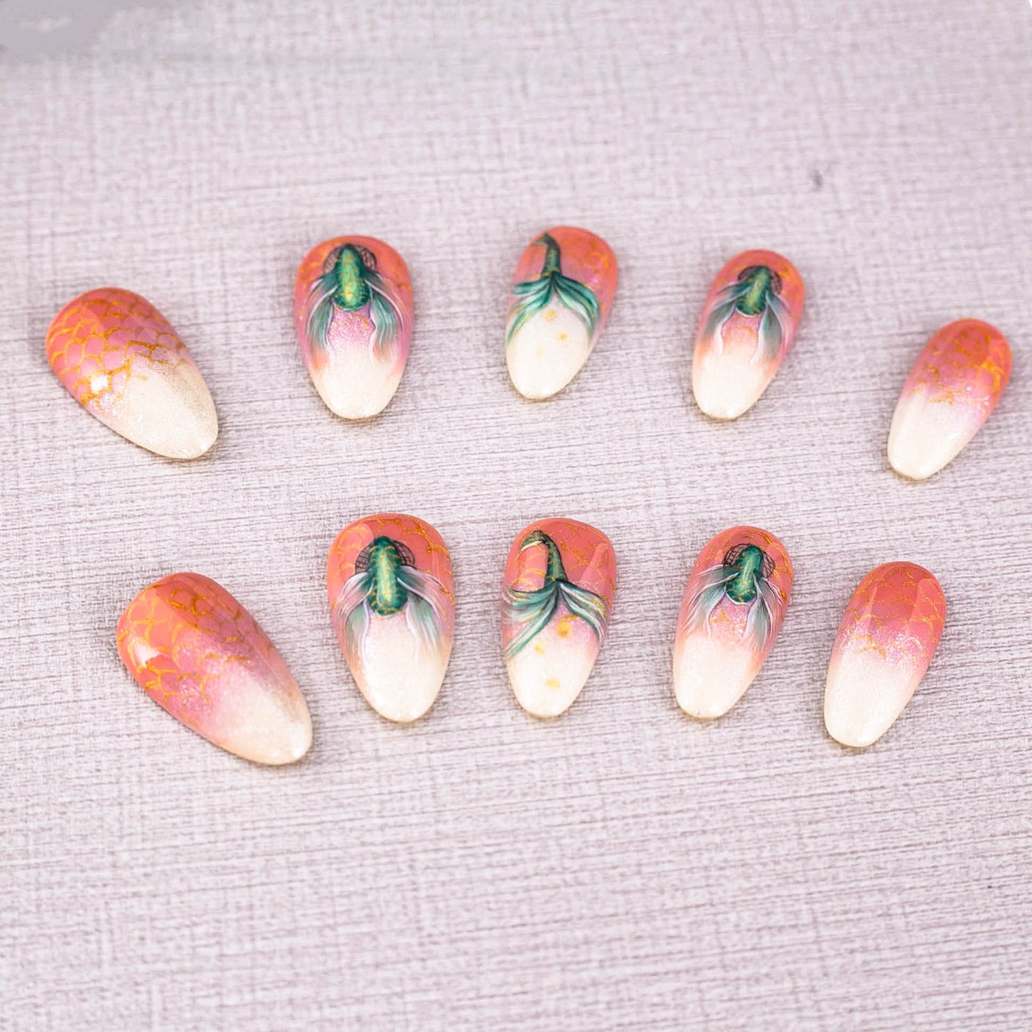 Golden Betta Bliss Press on Nail