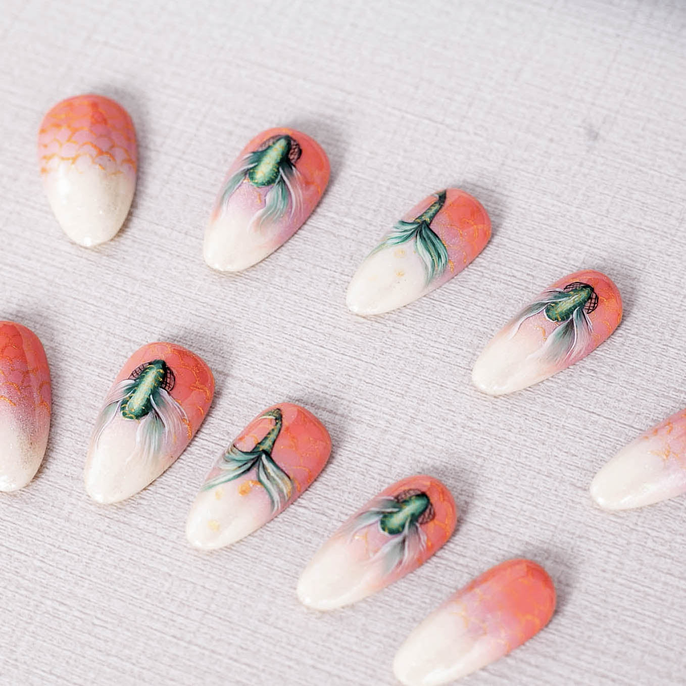Golden Betta Bliss Press on Nail