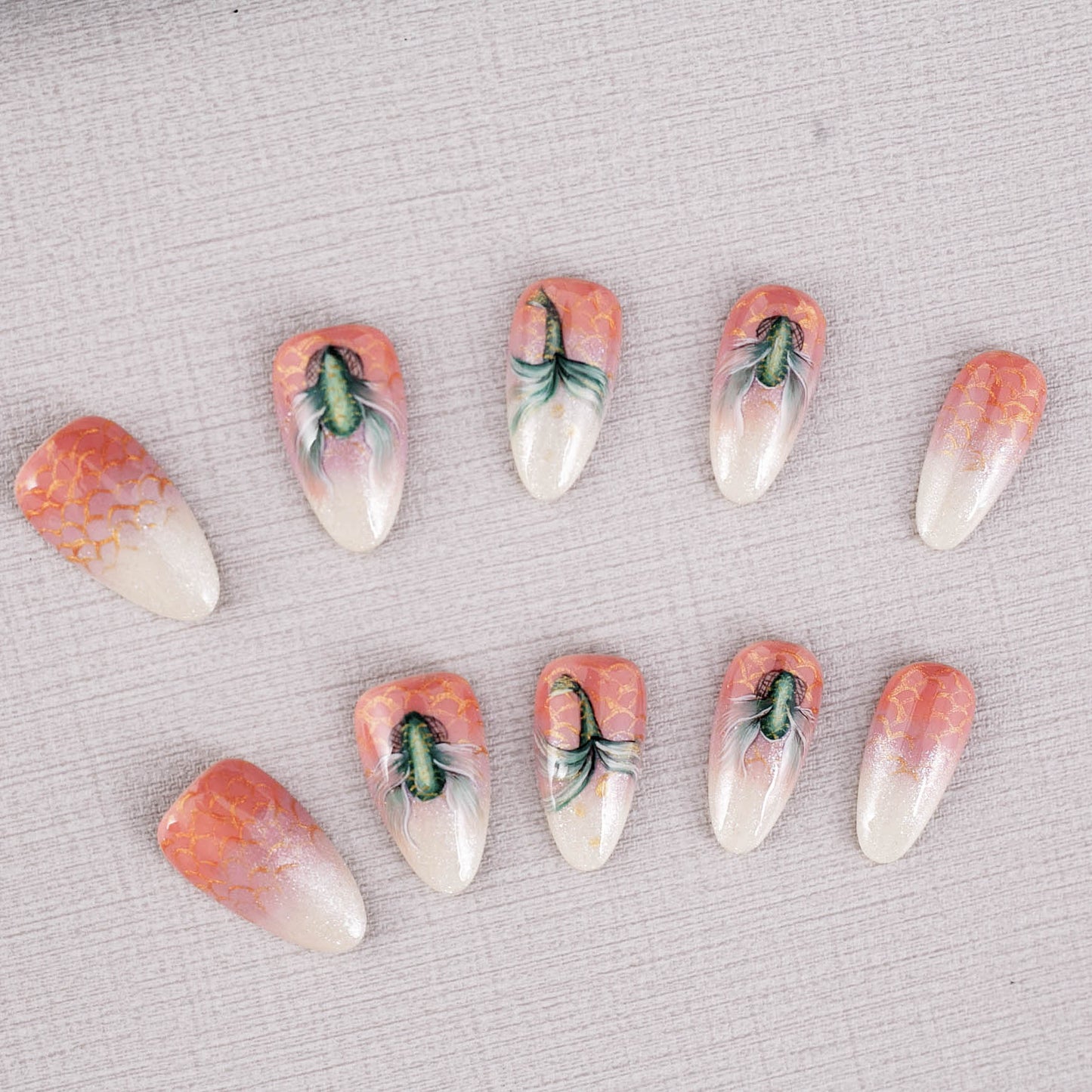Golden Betta Bliss Press on Nail