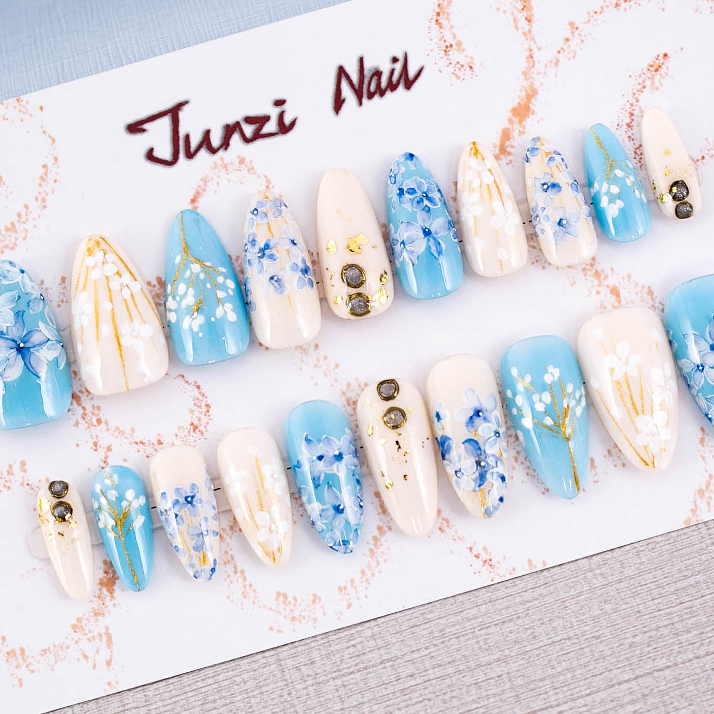 Azure Blossom Elegance Press On Nail